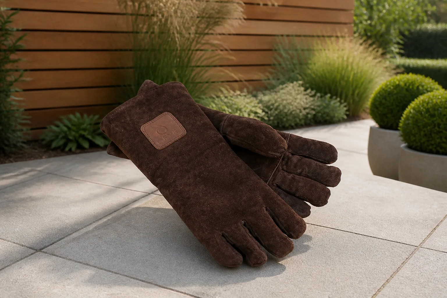 Sfeerfoto van Ofyr hittebestendige handschoenen bruin