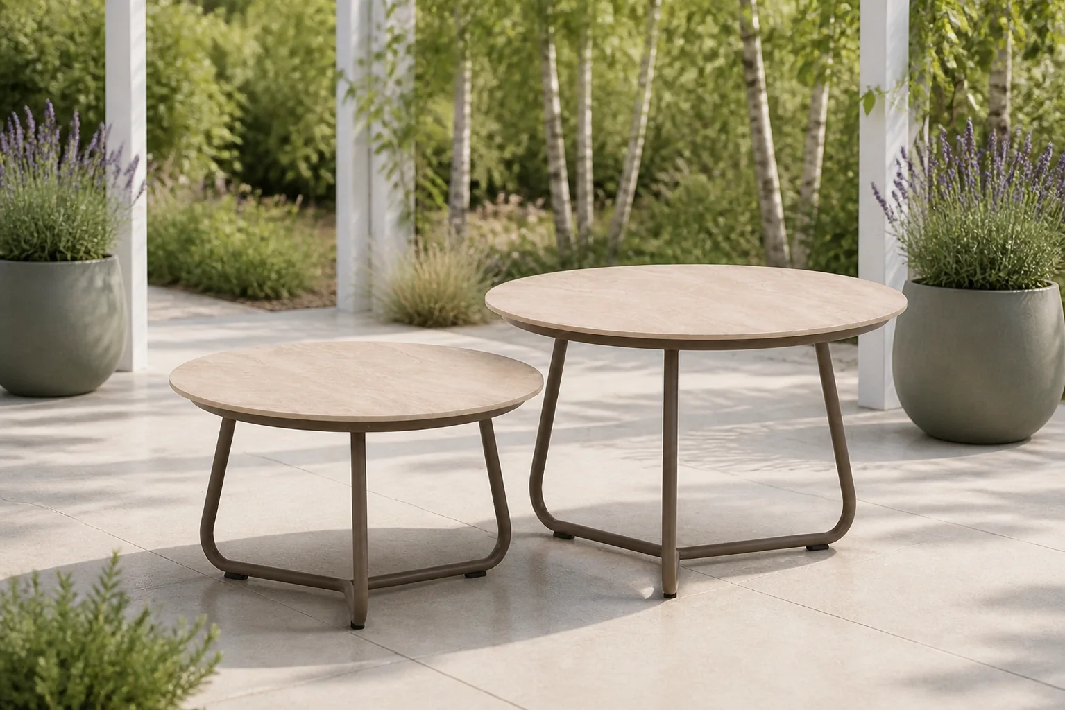 Sfeerfoto van Apple Bee Pine Key loungetafel 63 cm (2 loungetafels) – Taupe-naturel-bruin