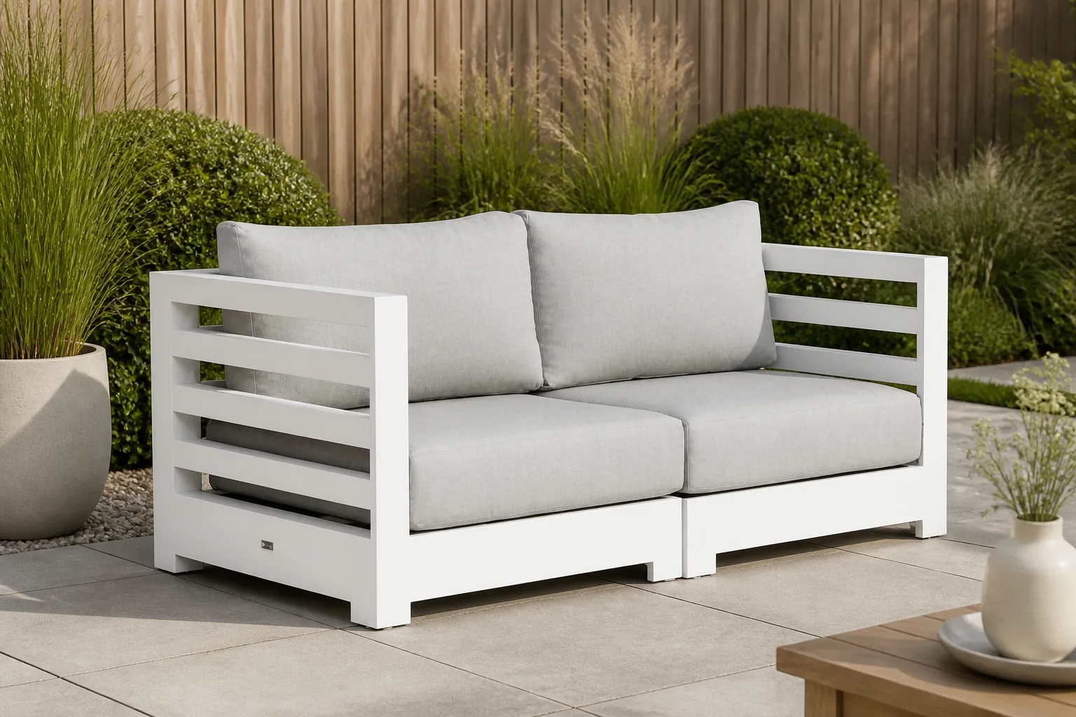 Sfeerfoto van Santika Furniture Phantom lounge tuinbank 2-delig – Wit