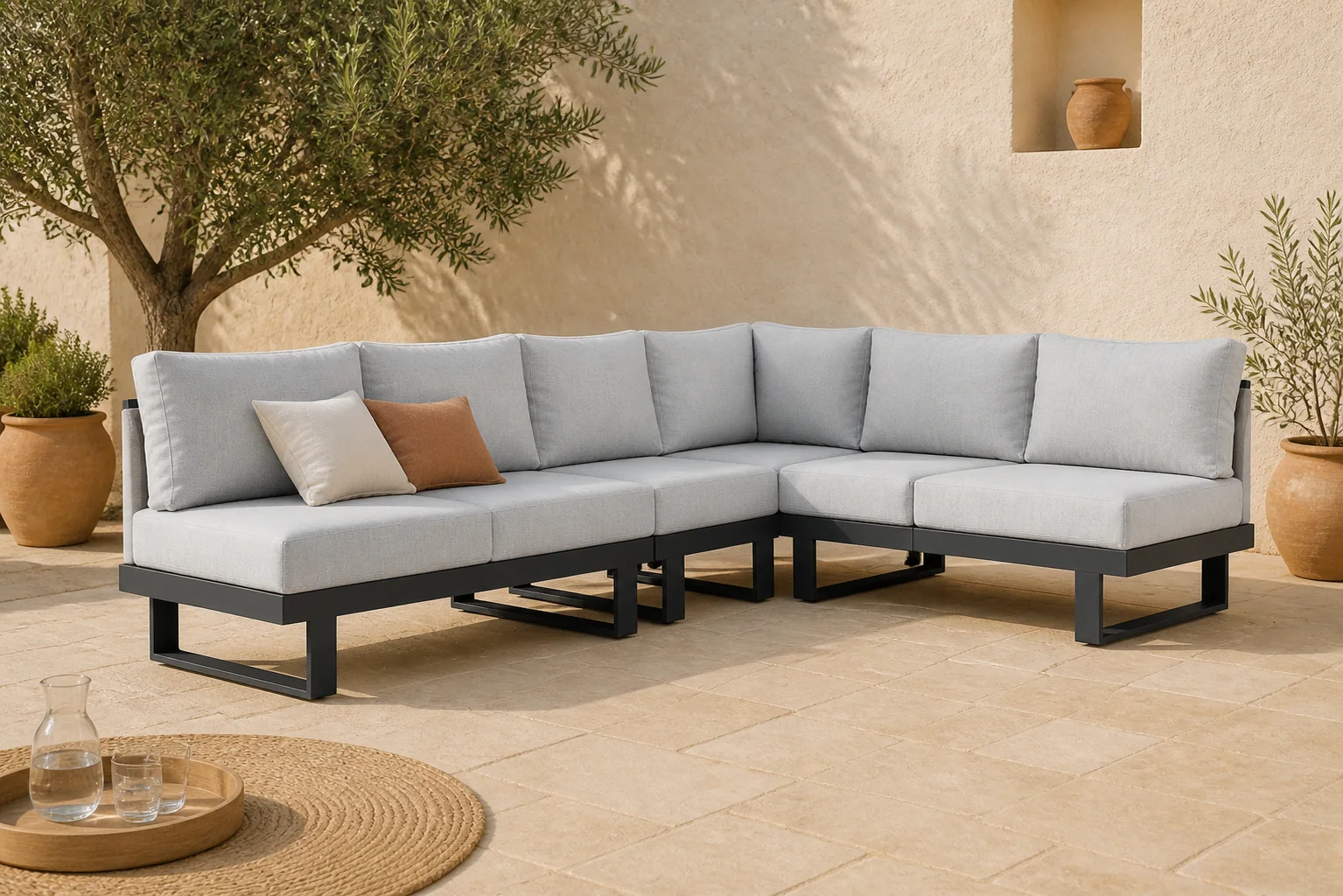Sfeerfoto van Lifestyle Garden Furniture Lorenzo hoek loungeset 4-delig – Grijs-antraciet