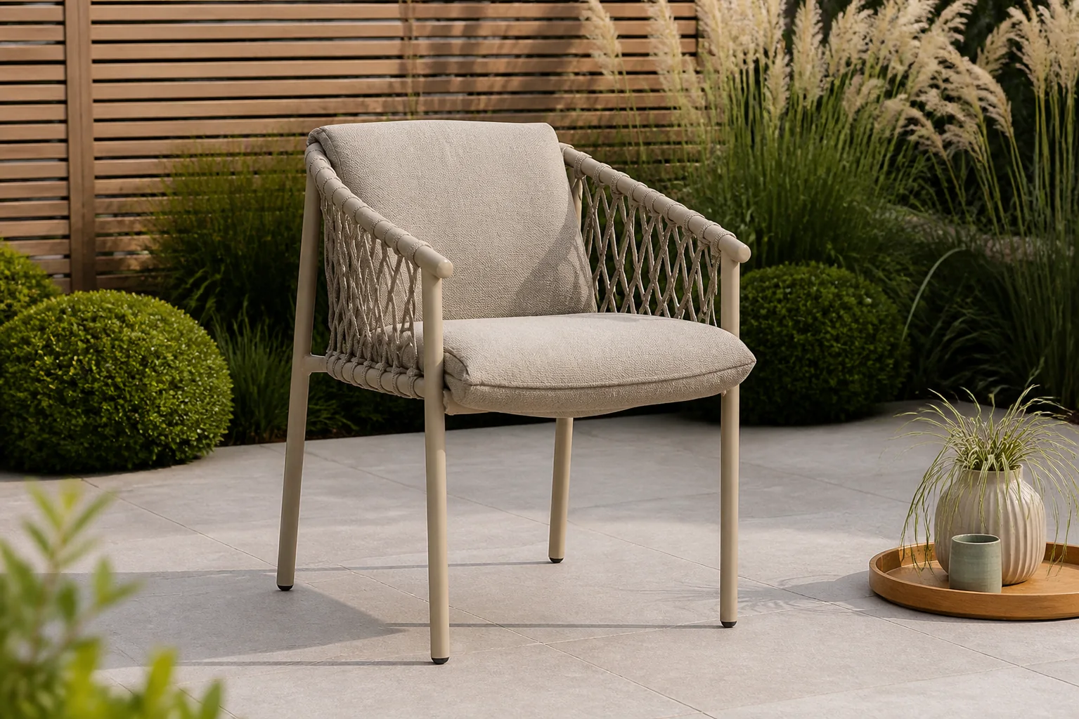 Sfeerfoto van 4 Seasons Outdoor | Allora Tuinstoel | Latte