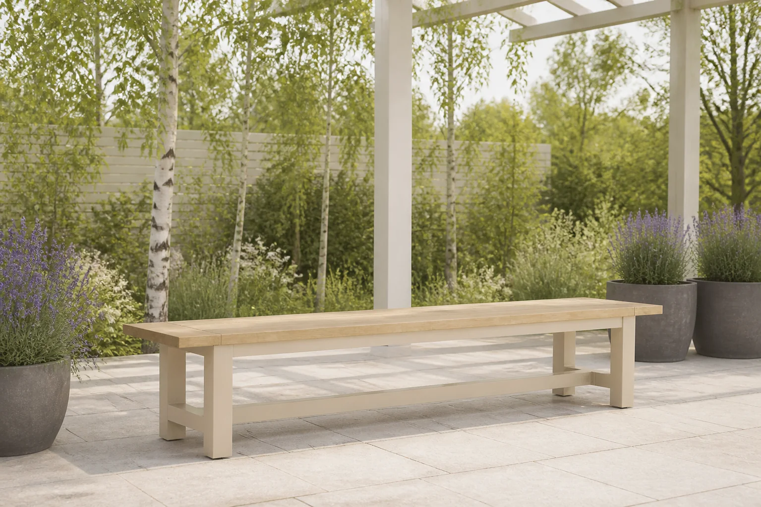 Sfeerfoto van Lifestyle Garden Furniture San Francisco picknickbank 300 x 40 cm – Taupe-naturel-bruin