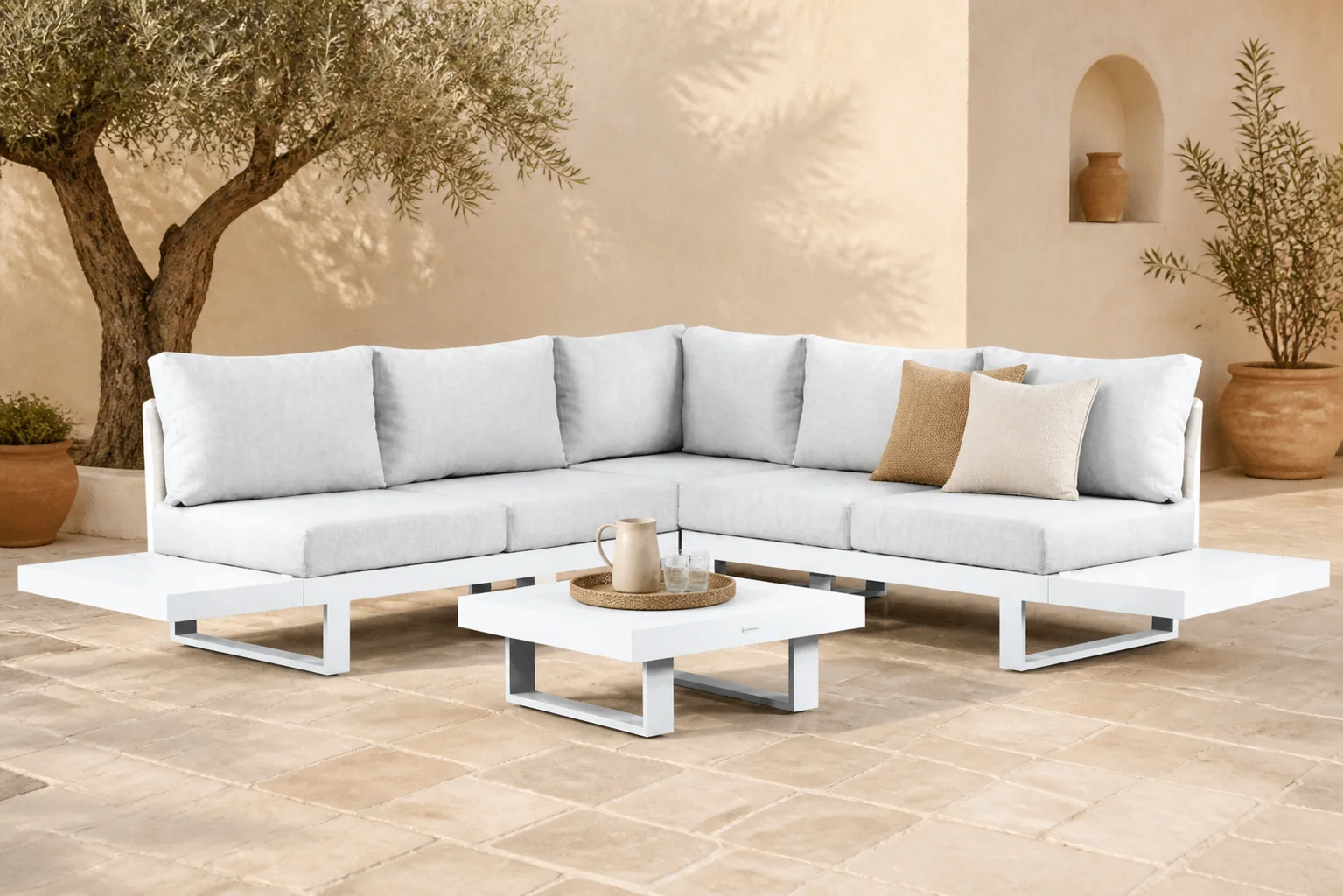 Sfeerfoto van Lifestyle Garden Furniture Lorenzo hoek loungeset 6-delig – Wit