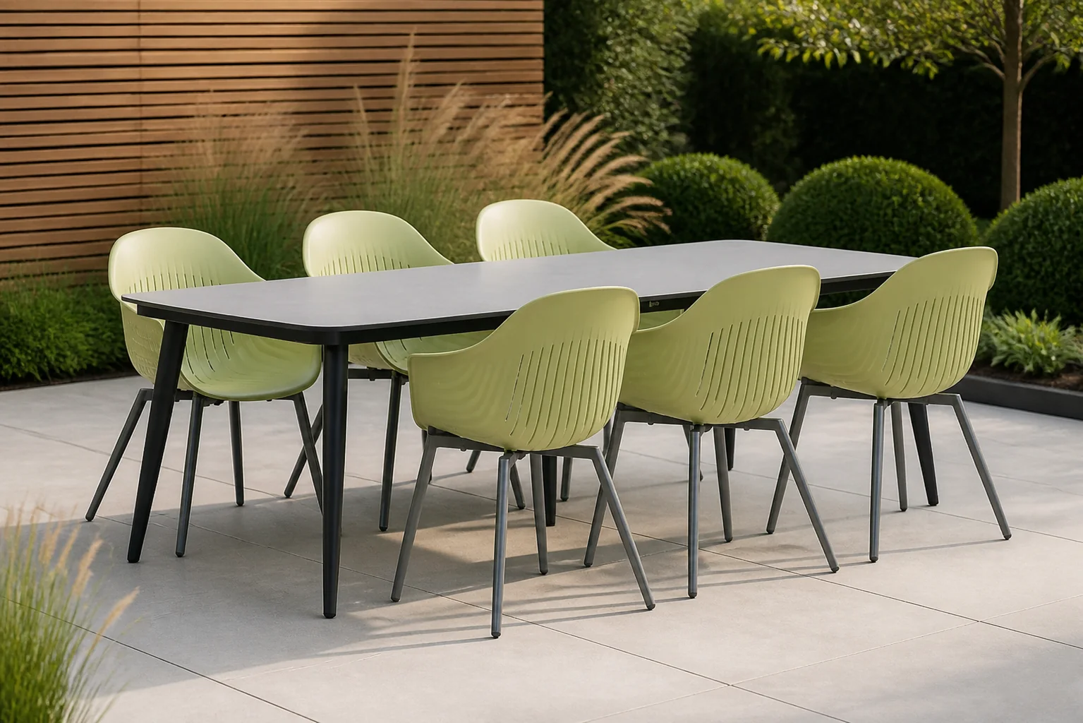 Sfeerfoto van Lifestyle Garden Furniture Lissabon/Vienna 240 cm dining tuinset 7-delig – Groen