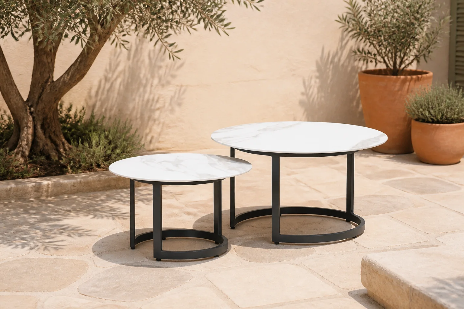 Sfeerfoto van Garden impressions Monte Carlo Salontafel Set – grijs;wit