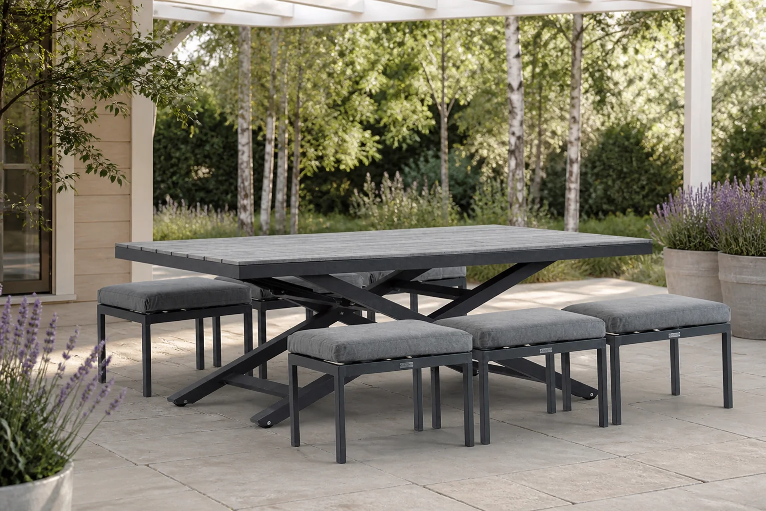 Sfeerfoto van Lifestyle Garden Furniture Palazzo picknickset 7-delig – Grijs-antraciet