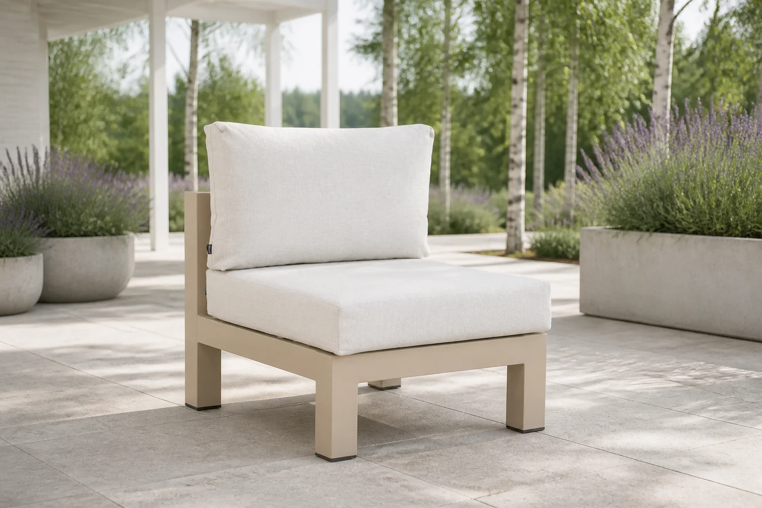 Sfeerfoto van Lifestyle Garden Furniture Luca midden module – Taupe-naturel-bruin