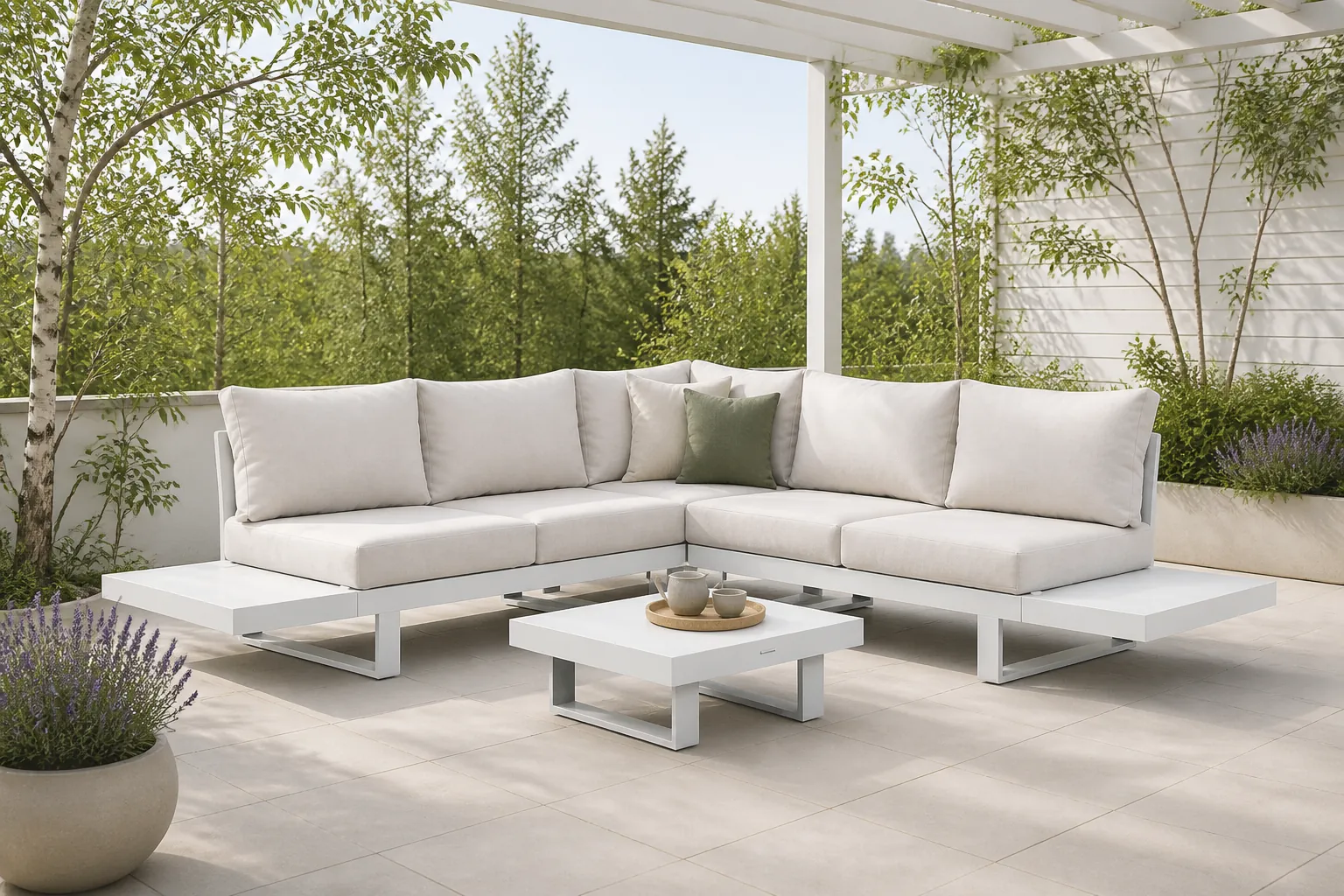 Sfeerfoto van Lifestyle Garden Furniture Lorenzo hoek loungeset 6-delig – Wit