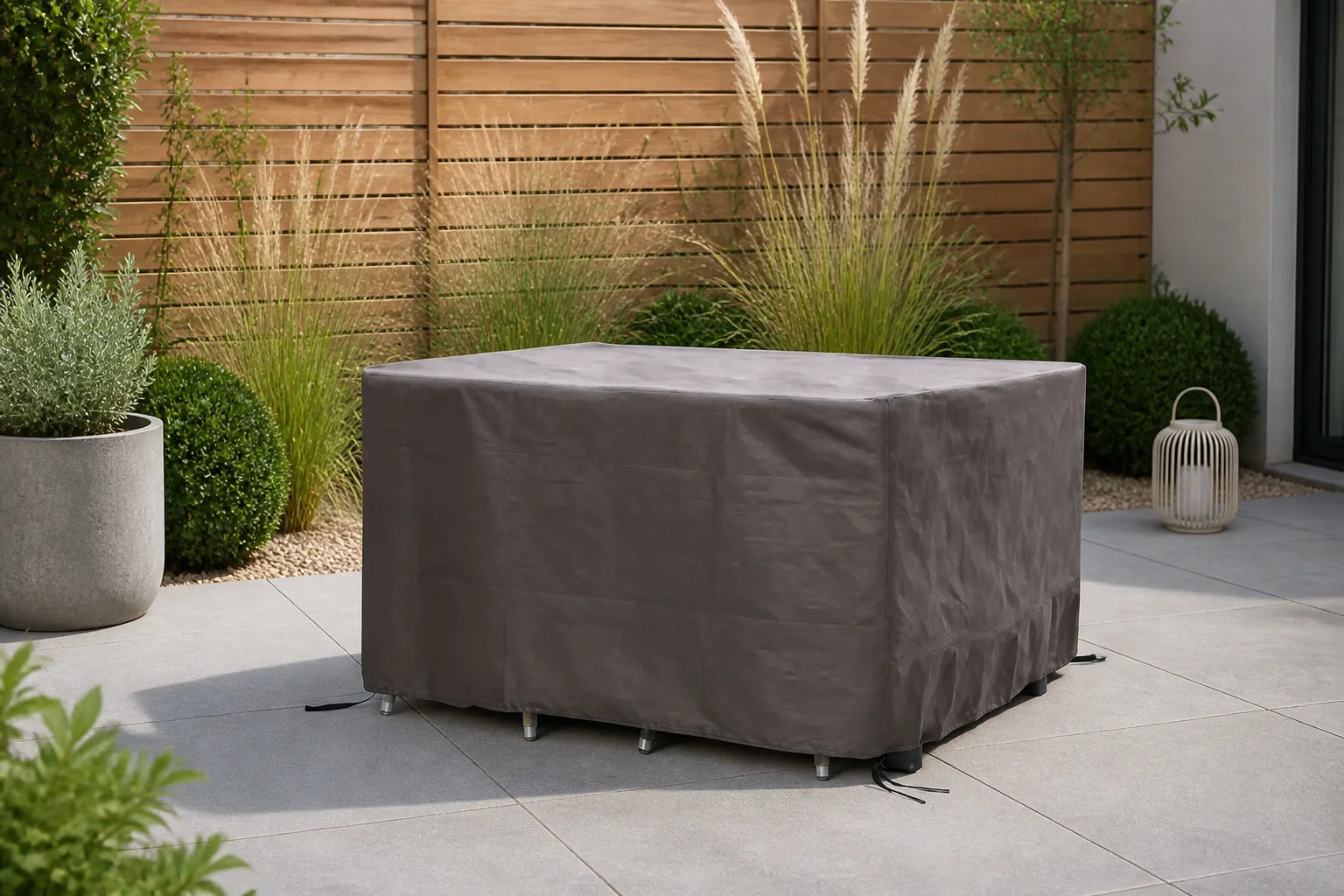 Sfeerfoto van Winza Outdoor Covers tuinmeubelhoes tuinset S + bobbin – Grijs