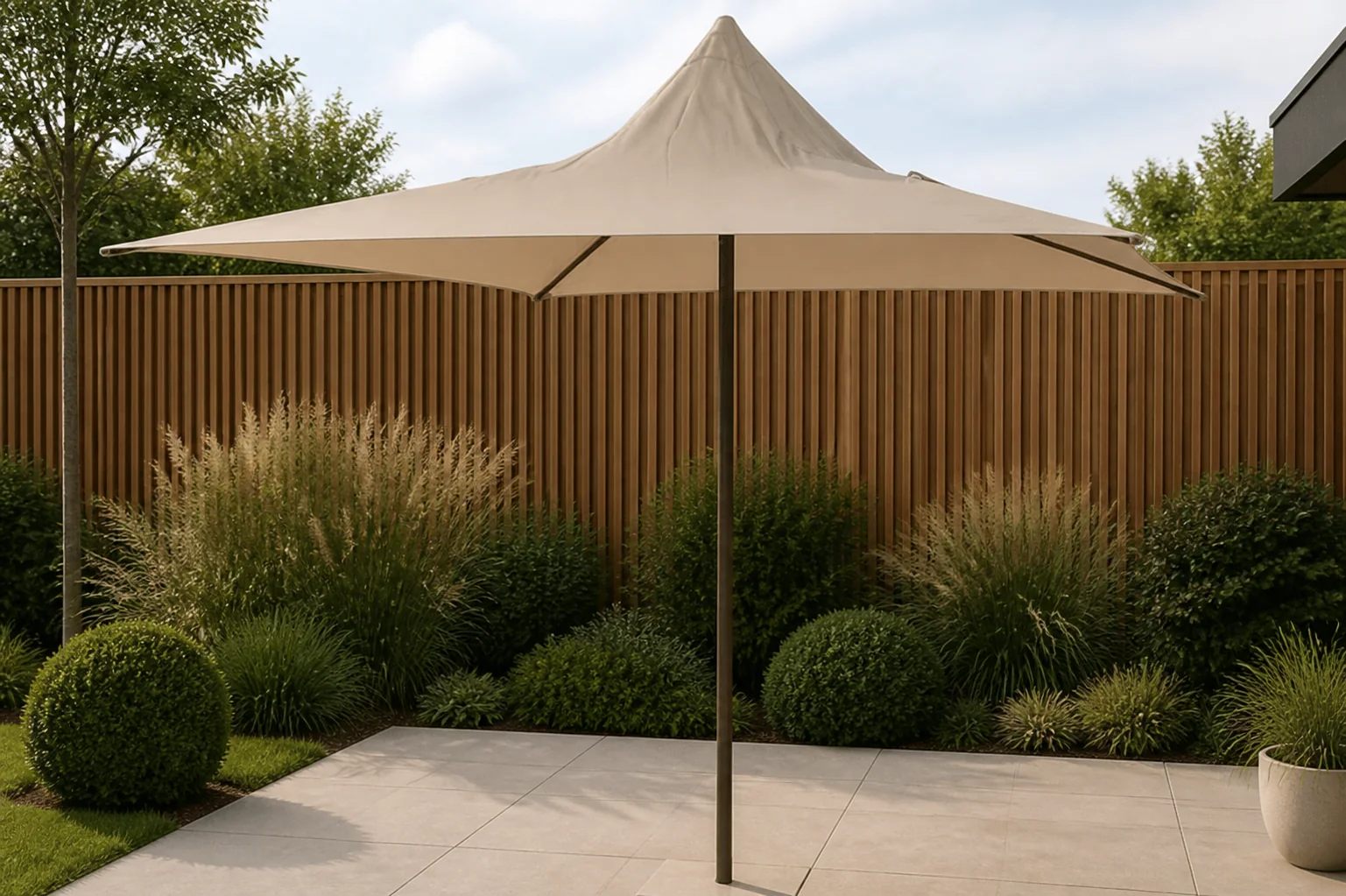 Sfeerfoto van 4 Seasons Outdoor | Vivenda 270 x 270 cm | Wenge Frame Beach