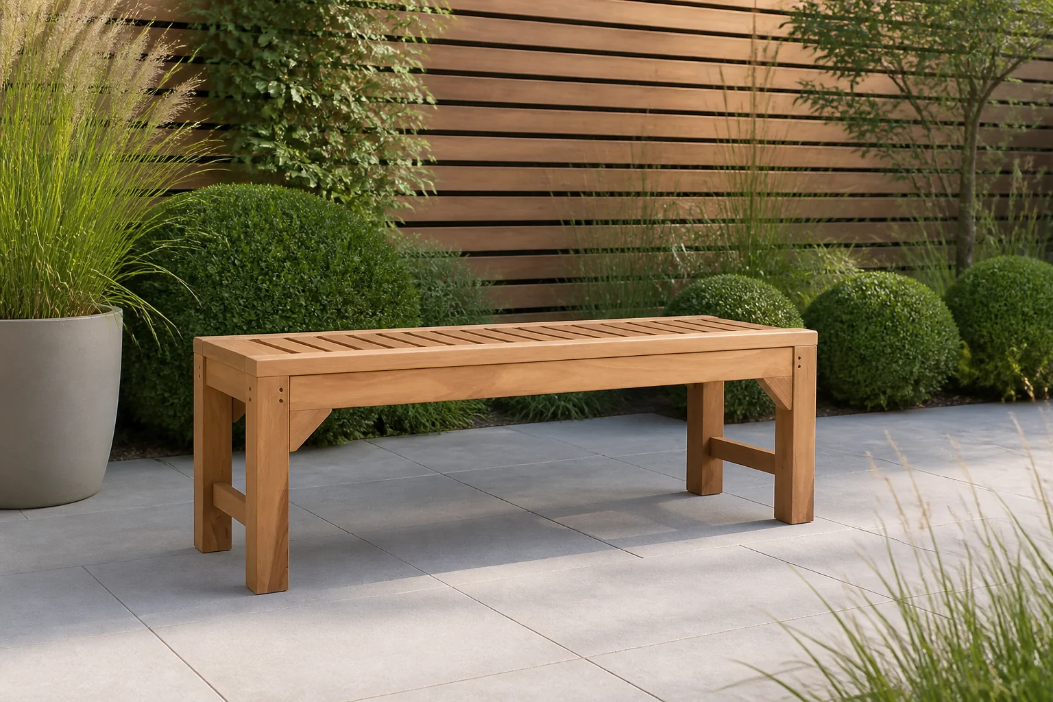 Sfeerfoto van Buitengewoon de boet Teak bank Dennis 120 – hout