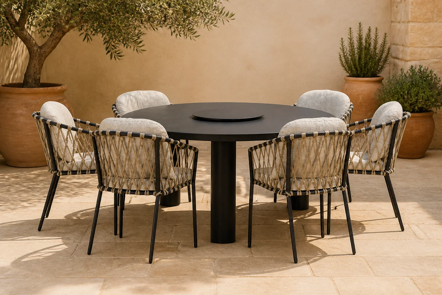 Sfeerfoto van Lifestyle Garden Furniture Morano/Arancia 150 cm dining tuinset 7-delig – Grijs-antraciet