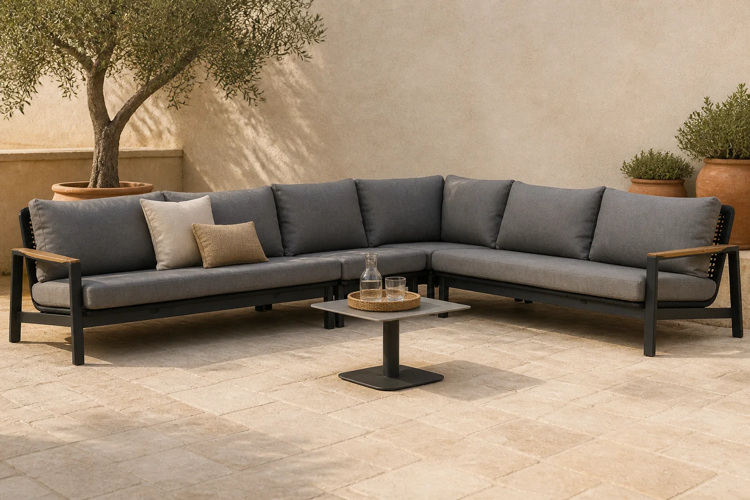 Sfeerfoto van Coco Ralph/Ralph 60 cm hoek loungeset 5-delig – Grijs-antraciet