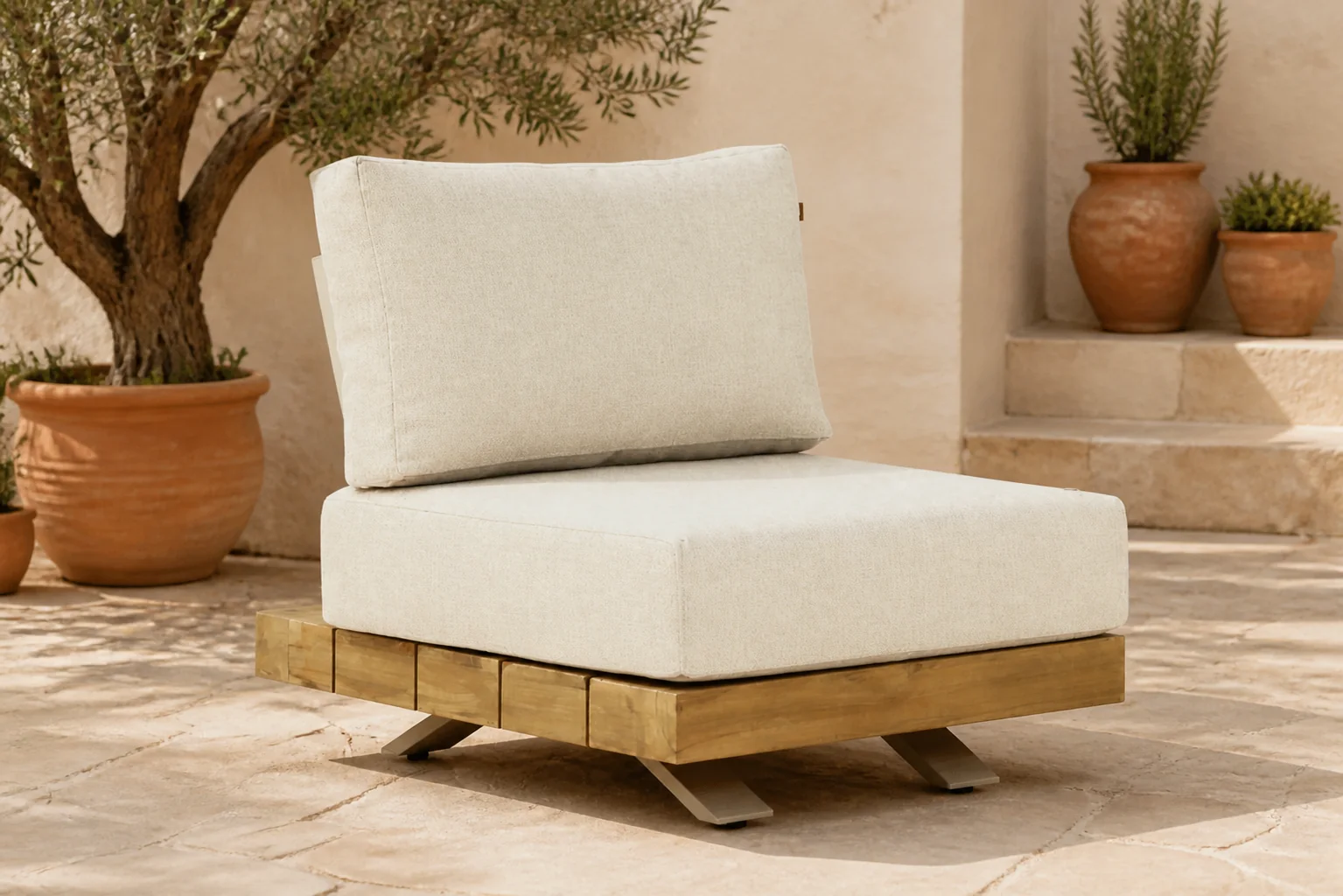 Sfeerfoto van Santika Furniture Supralux midden module – Taupe-naturel-bruin