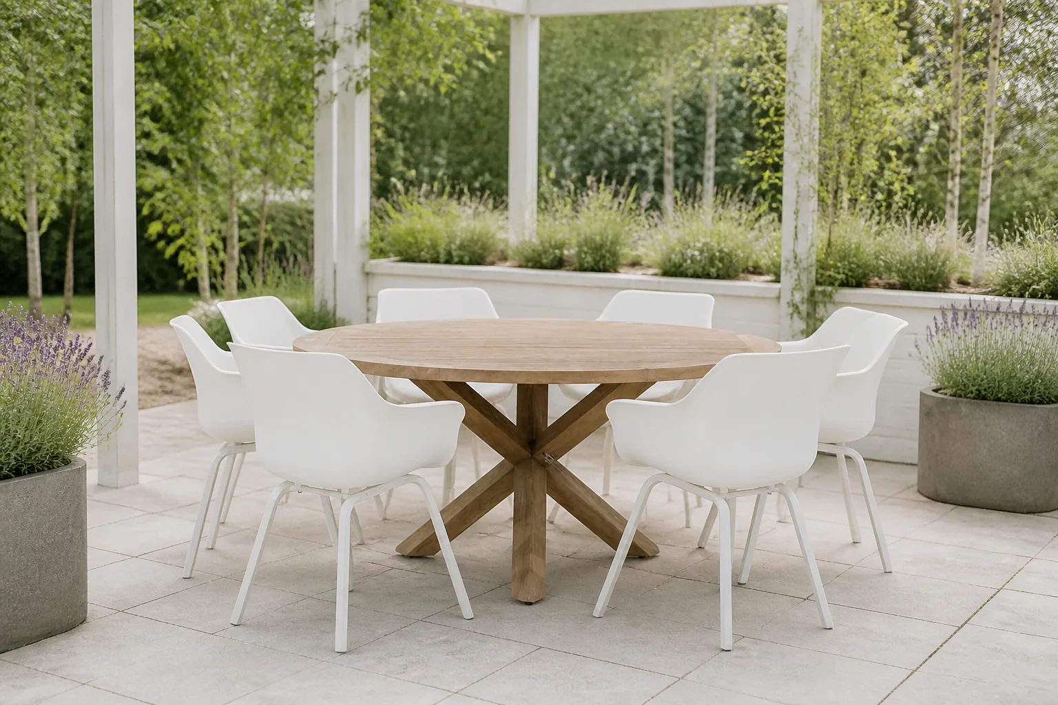 Sfeerfoto van Hartman Sophie element/Sand City rond 160 cm dining tuinset 7-delig – Wit