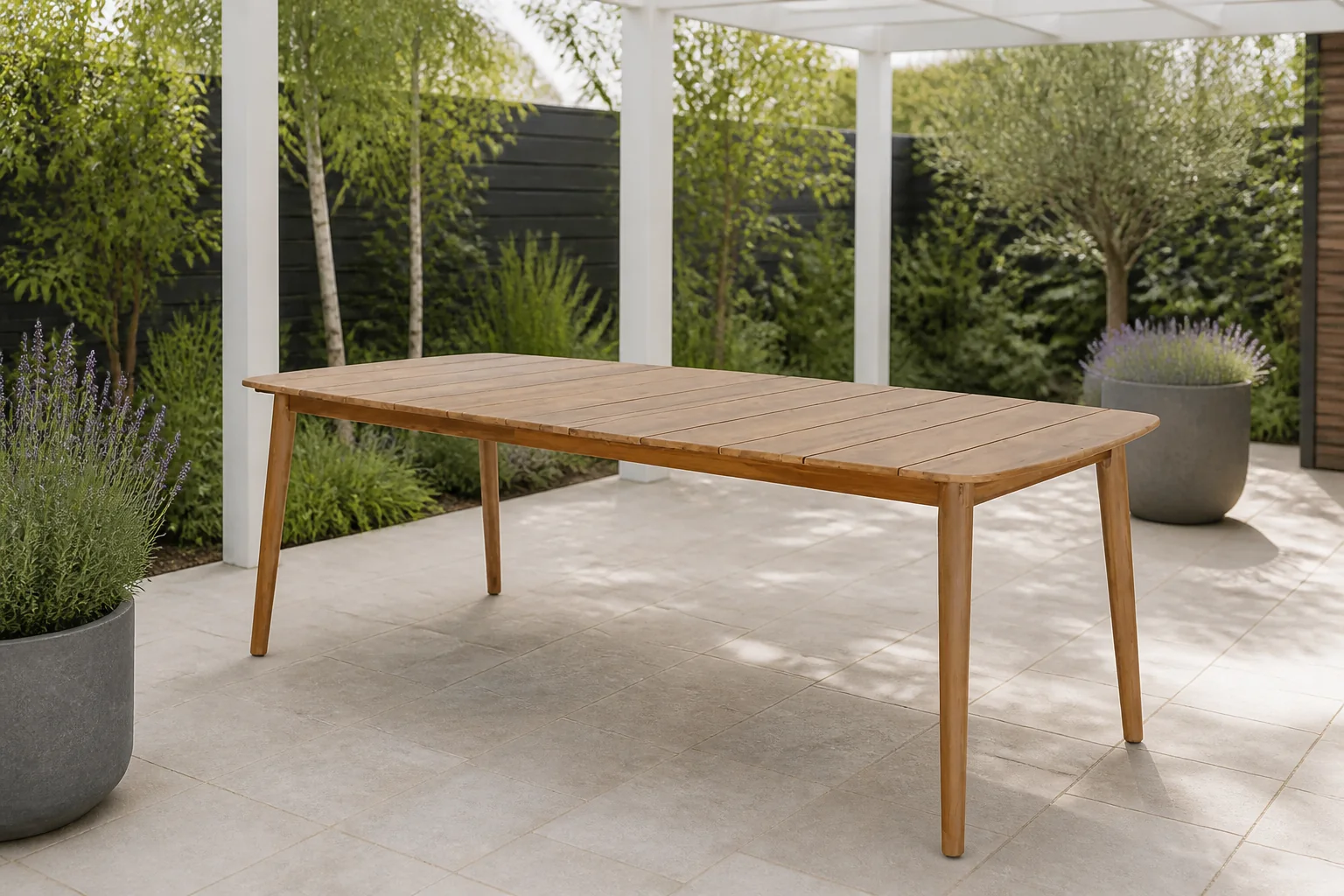 Sfeerfoto van Buitengewoon de boet Bella Tuintafel 215×90/100 cm – bruin
