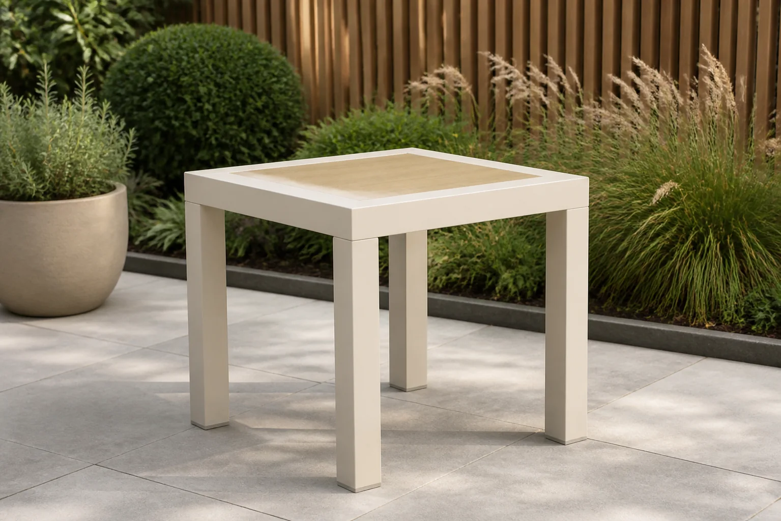 Sfeerfoto van Lifestyle Garden Furniture Evora bijzettafel – Taupe-naturel-bruin