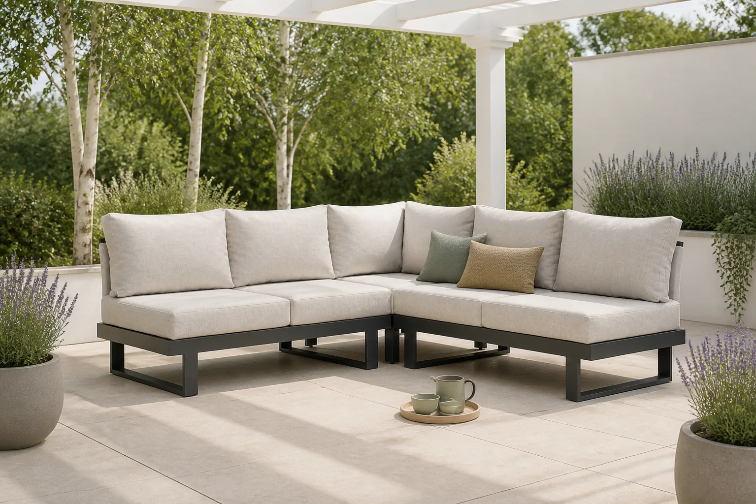 Sfeerfoto van Lifestyle Garden Furniture Lorenzo hoek loungeset 3-delig – Grijs-antraciet