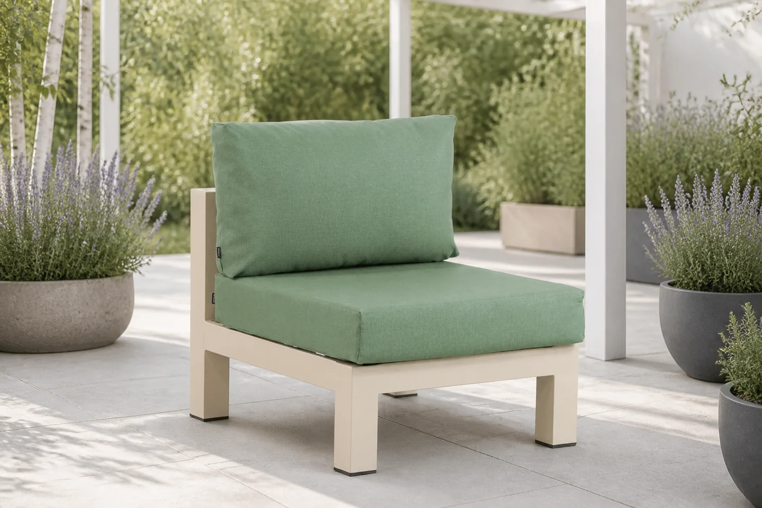 Sfeerfoto van Lifestyle Garden Furniture Luca midden module – Taupe-naturel-bruin
