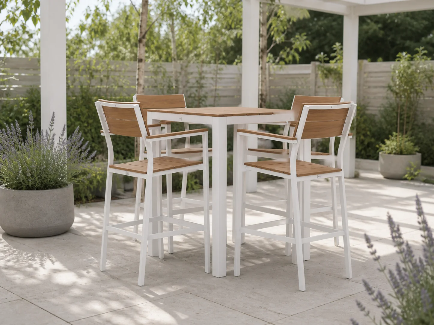 Sfeerfoto van Bellagio tuinmeubelen Fidenza 80cm barset 5-delig – Wit