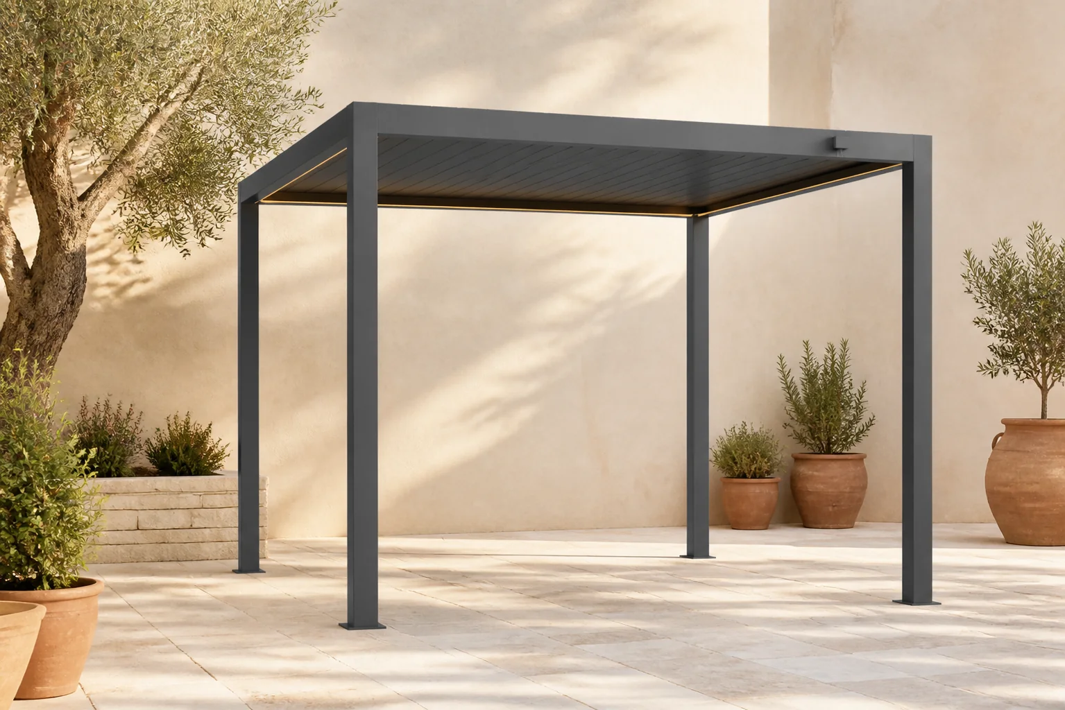 Sfeerfoto van Camello Ventura pergola 300×300 cm antraciet – Grijs-antraciet