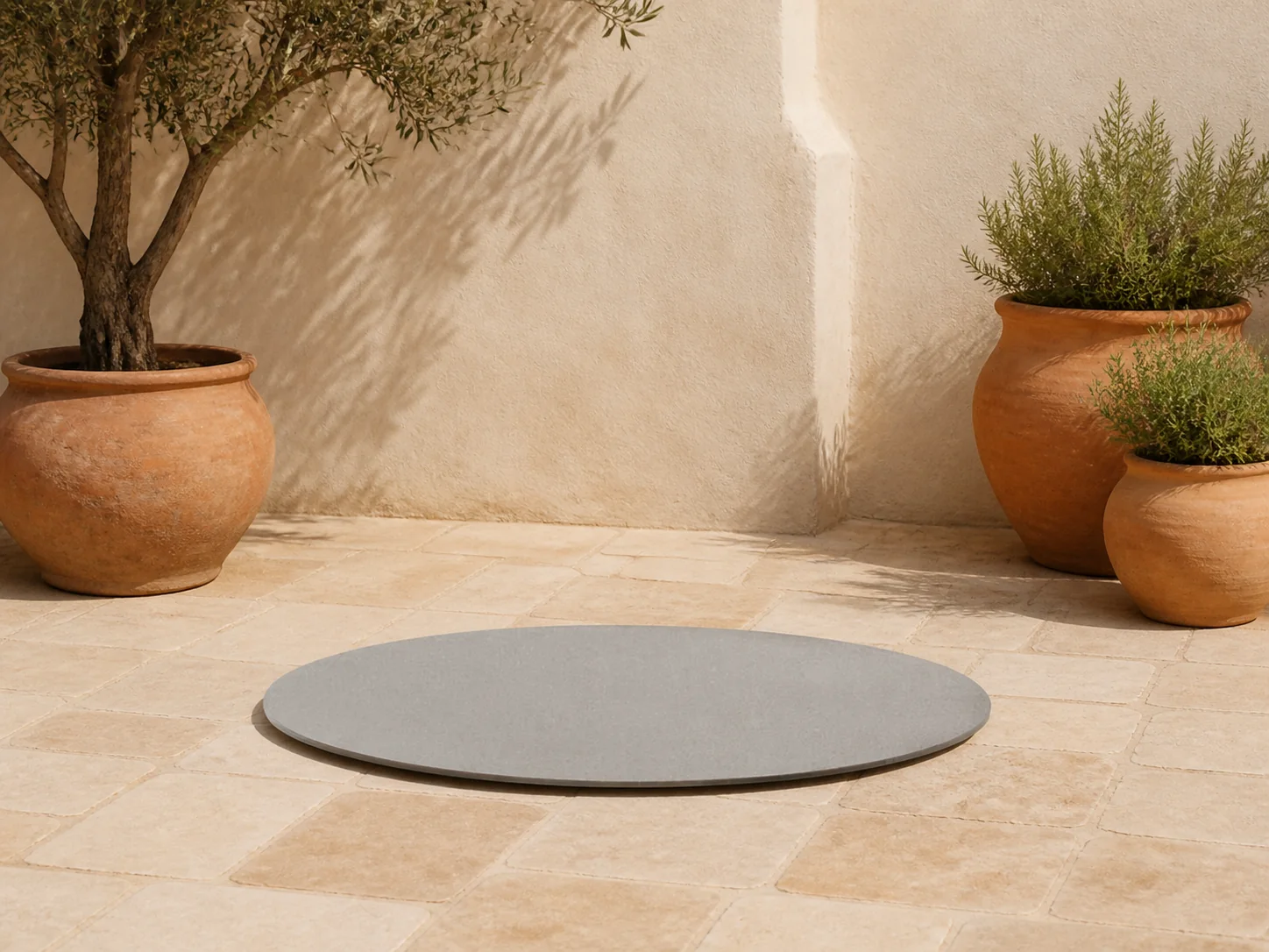 Sfeerfoto van Zavelli Soffice tafelblad t.b.v. lounge tuintafel ø78cm – Taupe