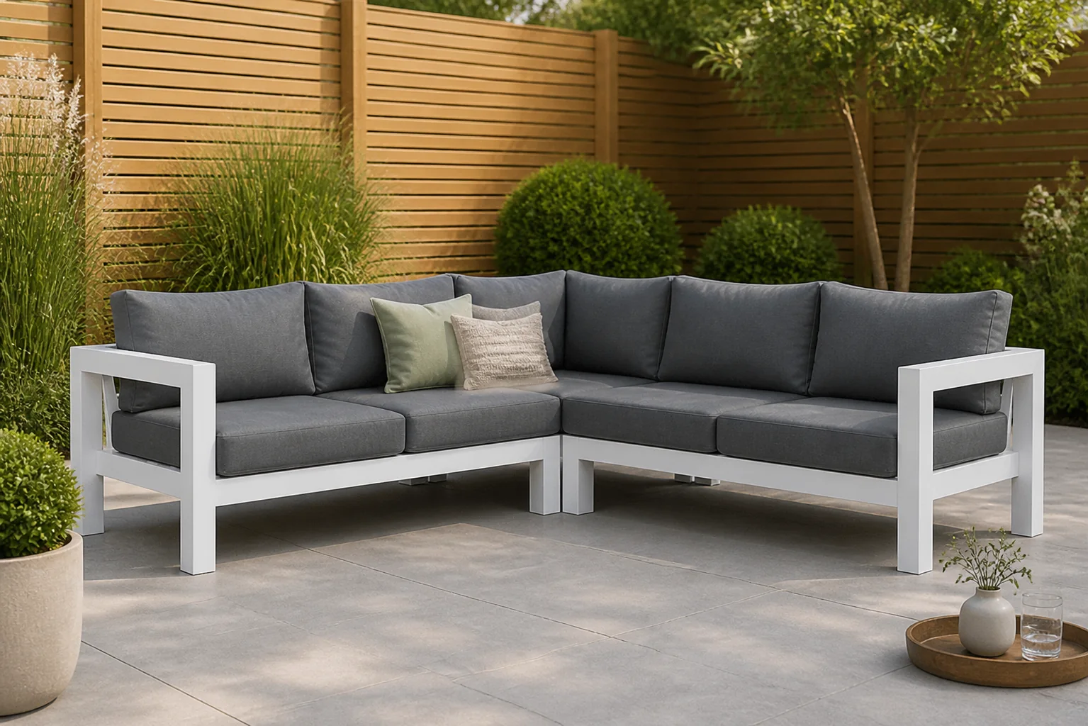 Sfeerfoto van Lifestyle Garden Furniture Luca hoek loungeset 3-delig – Wit