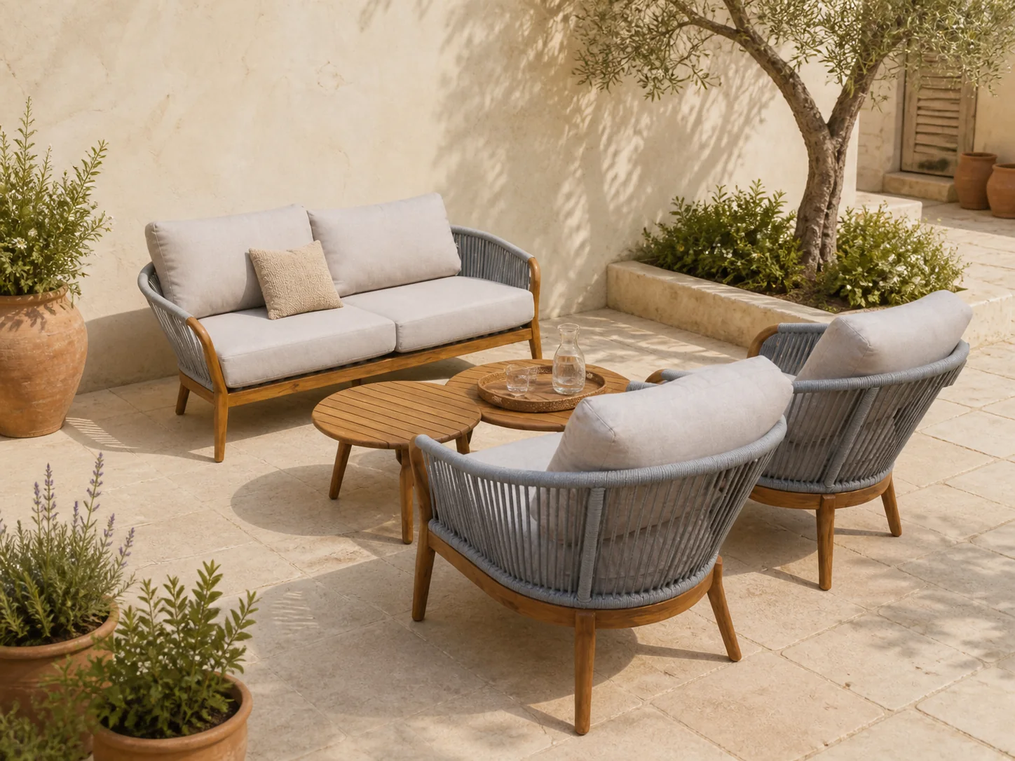 Sfeerfoto van Driesprong collection Kosana loungeset 5-delig – beige;grijs;hout