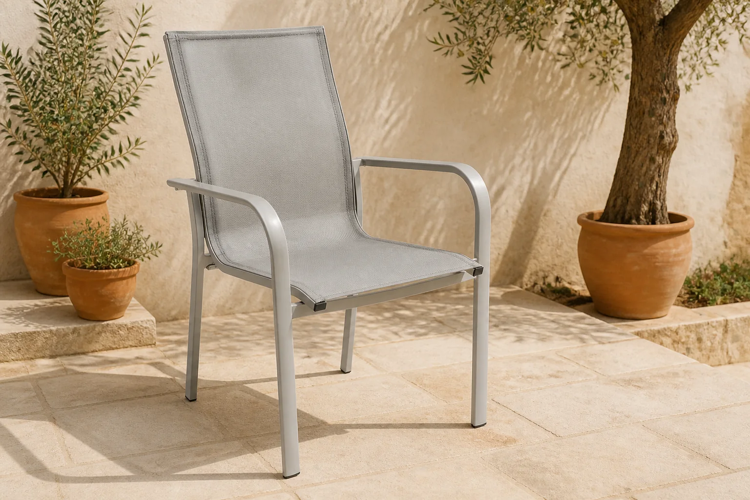 Sfeerfoto van Trestino Gakona Tuinstoel Silver Grey – grijs