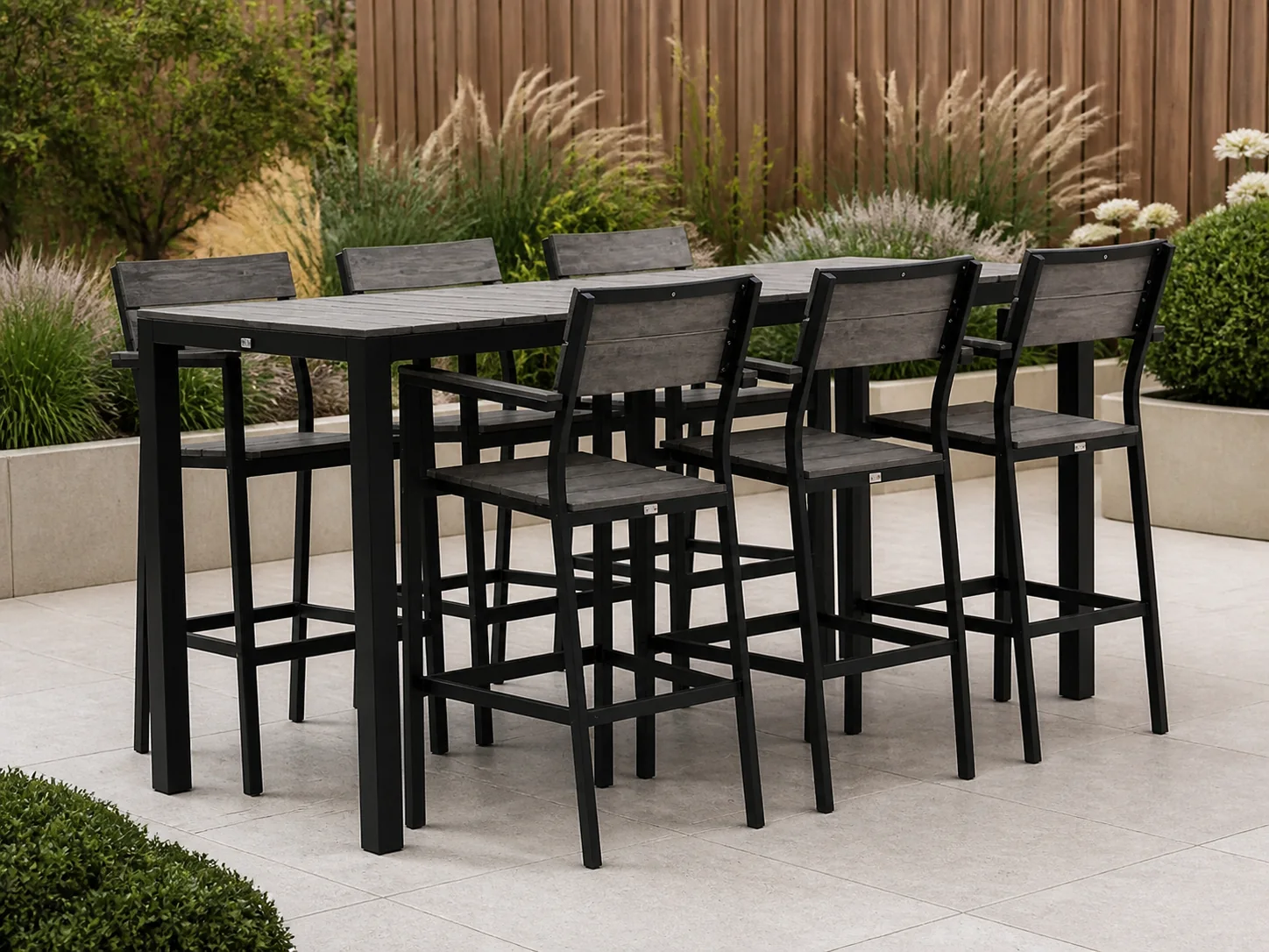 Sfeerfoto van Bellagio tuinmeubelen Fidenza 220cm barset 7-delig – Zwart