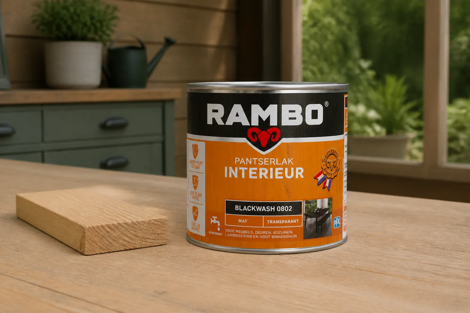 Sfeerfoto van Rambo Pantserlak interieur mat 802 0,25l – zwart