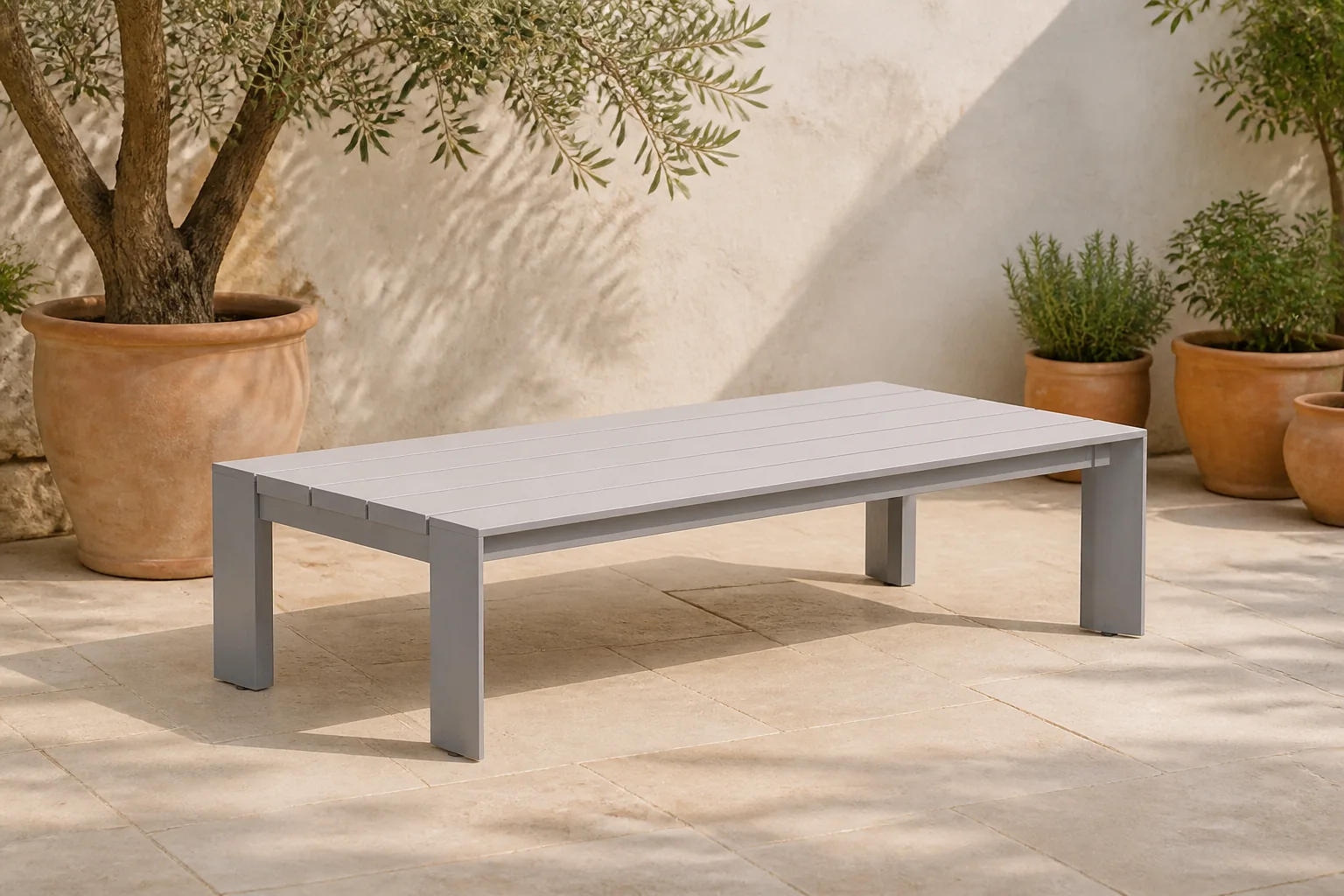 Sfeerfoto van Garden impressions Levanto Salontafel Taupe 140 cm – beige;grijs