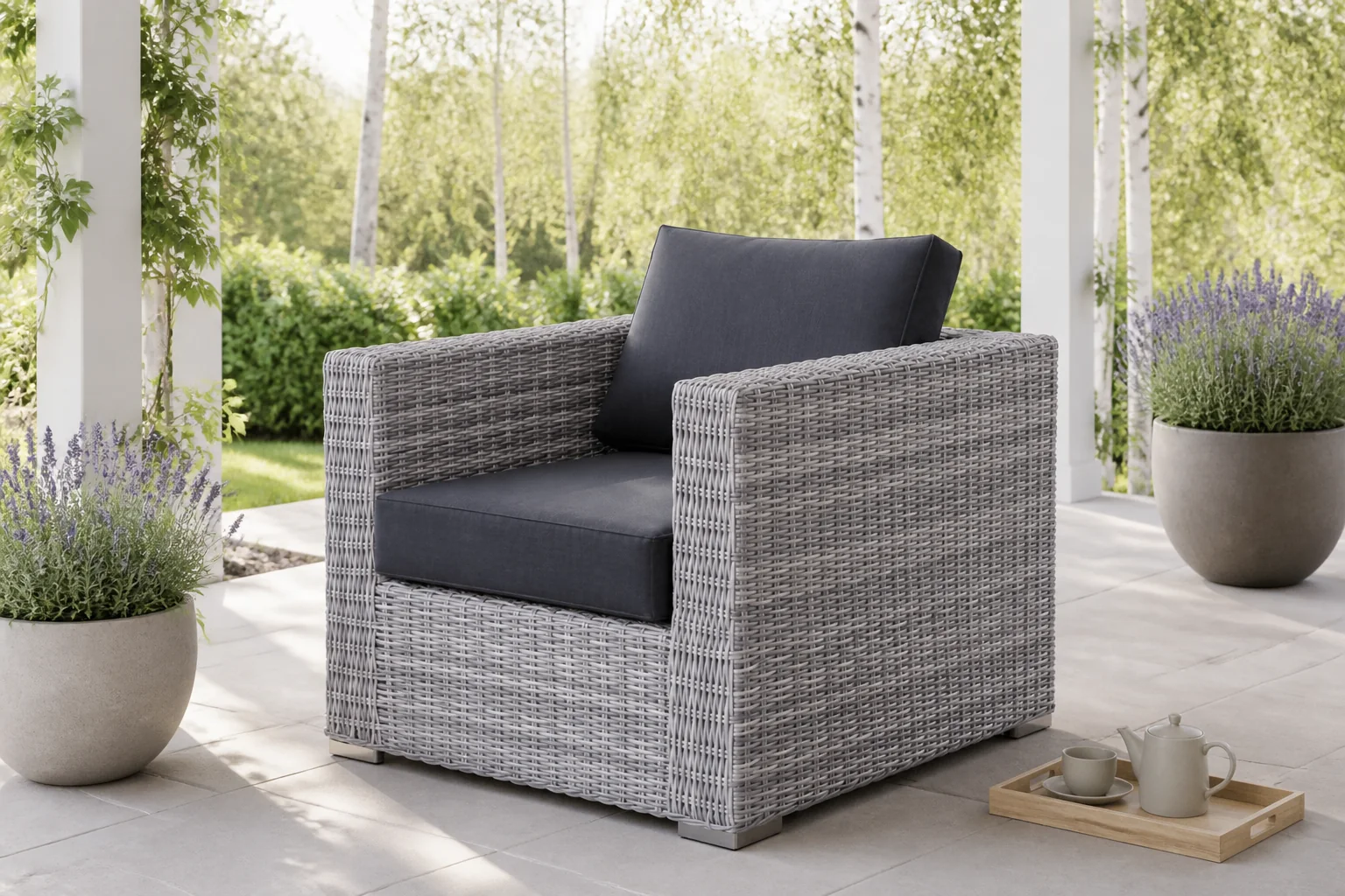 Sfeerfoto van Garden impressions Tennessee lounge fauteuil cloudy Grijs L93 x B96 x H71 cm