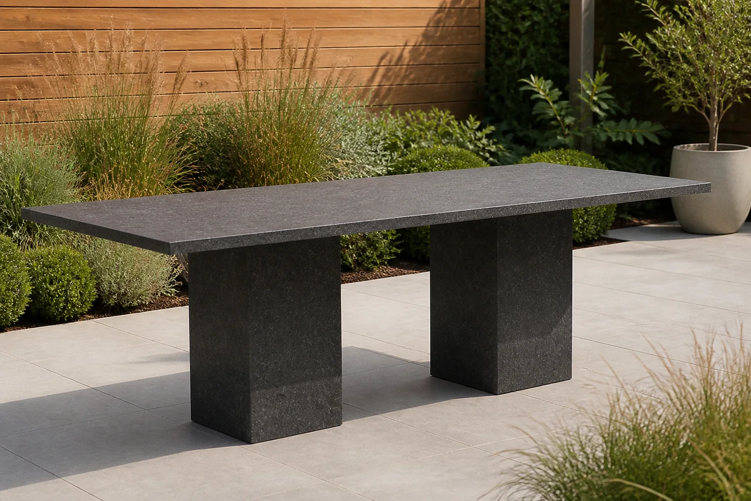 Sfeerfoto van Garden Collections Graniet dining tuintafel 220 x 100 cm – Grijs-antraciet