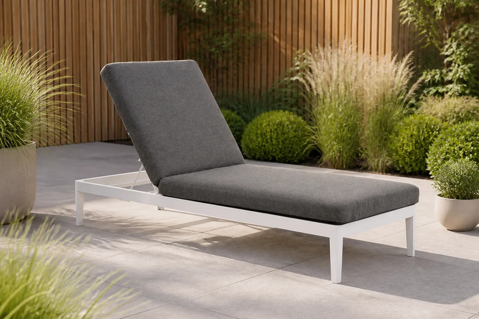 Sfeerfoto van Lifestyle Garden Furniture Mateo ligbed met kussen wit/carbon