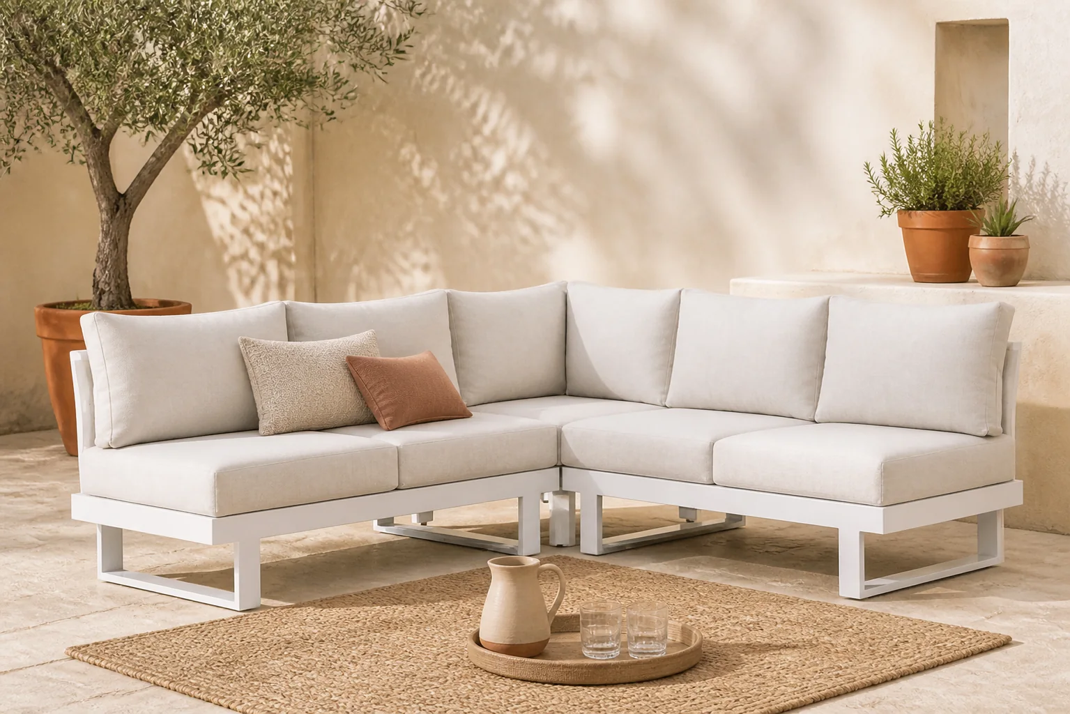 Sfeerfoto van Lifestyle Garden Furniture Lorenzo hoek loungeset 3-delig – Wit