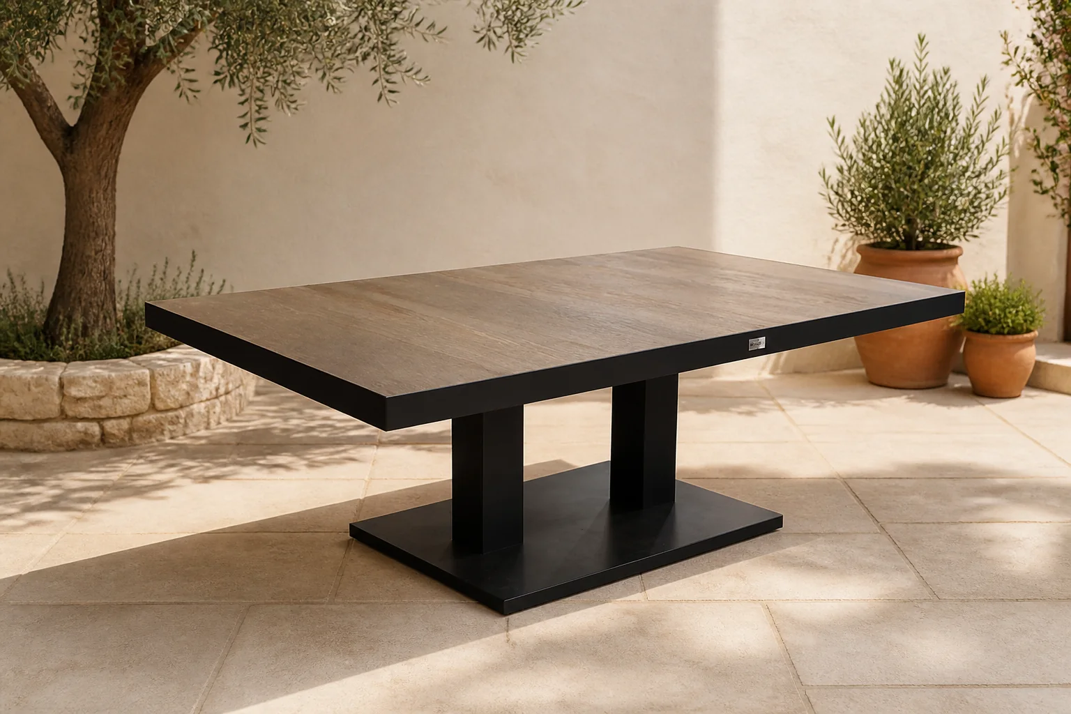 Sfeerfoto van Buitengewoon de boet Marbella Tuintafel Antraciet – zwart