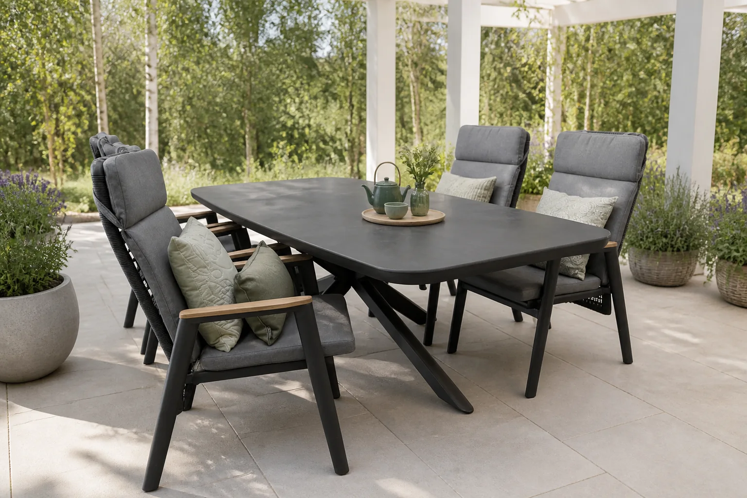 Sfeerfoto van Buitengewoon de boet Beauval Gillam Diningset – grijs