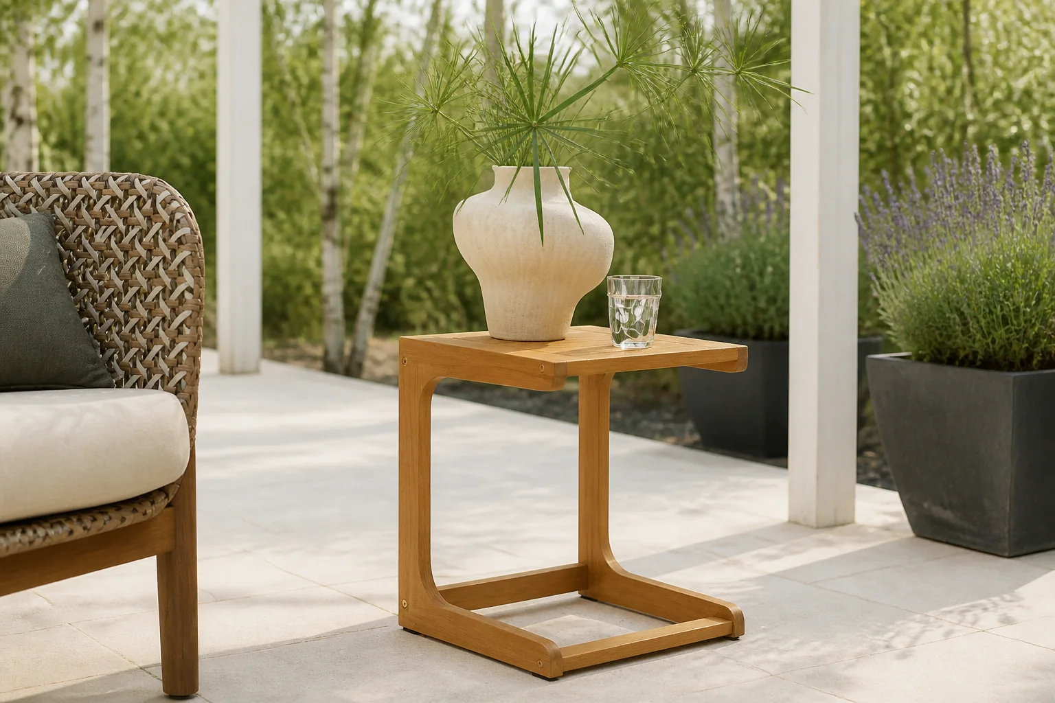 Sfeerfoto van NOUS Garden bijzettafel (38×38 cm) Myra – Naturel