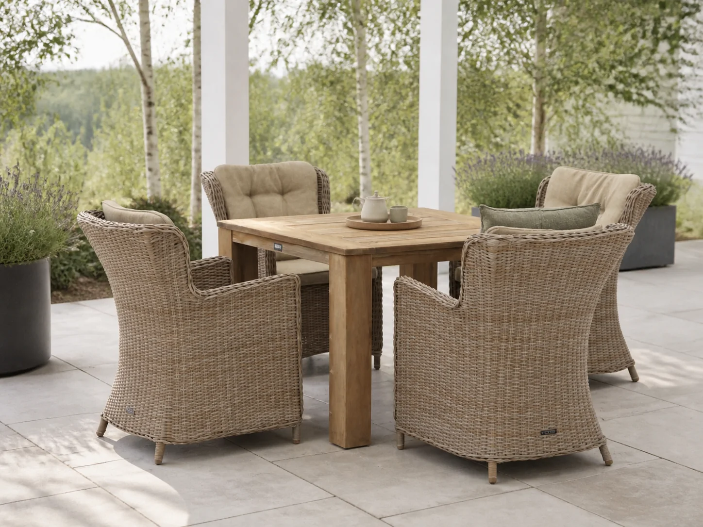 Sfeerfoto van Intenso Furniture Milano/ROUGH-X 100cm dining tuinset 5-delig – Bruin