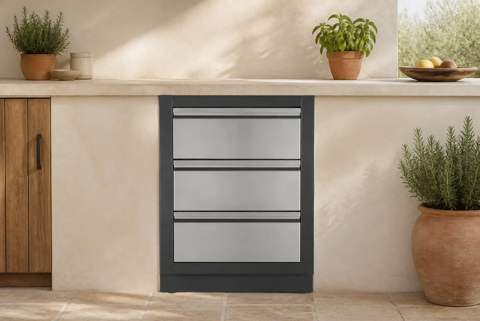 Sfeerfoto van Napoleon | Oasis Buitenkeuken Module | Ladekast met 2 Lades