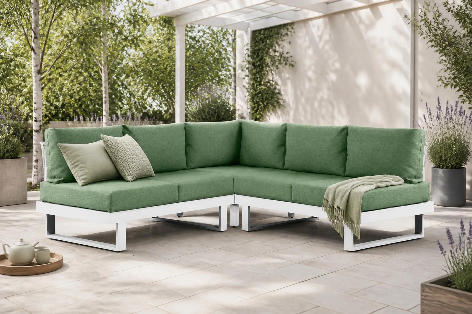 Sfeerfoto van Lifestyle Garden Furniture Lorenzo hoek loungeset 3-delig – Wit