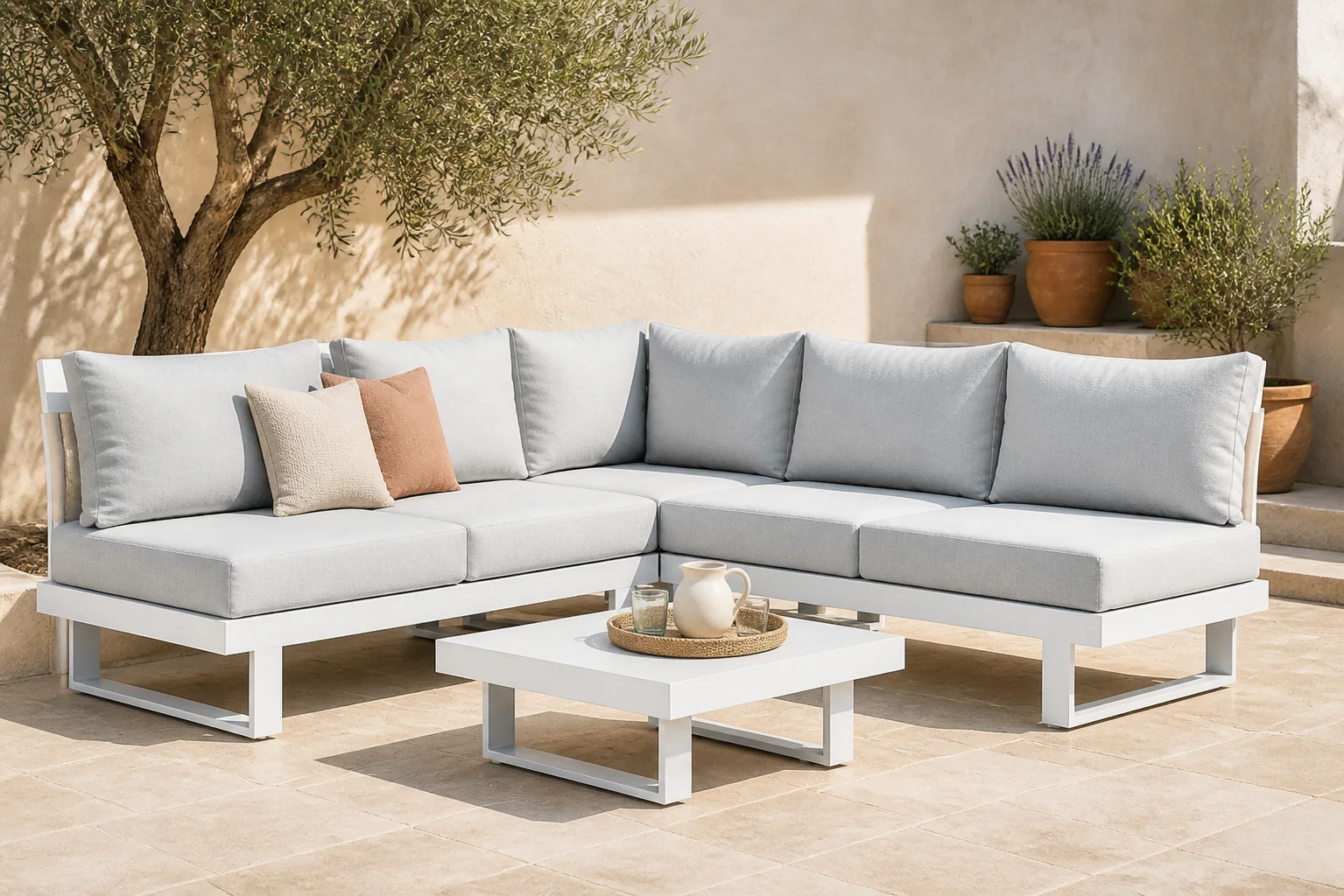 Sfeerfoto van Lifestyle Garden Furniture Lorenzo hoek loungeset 4-delig – Wit