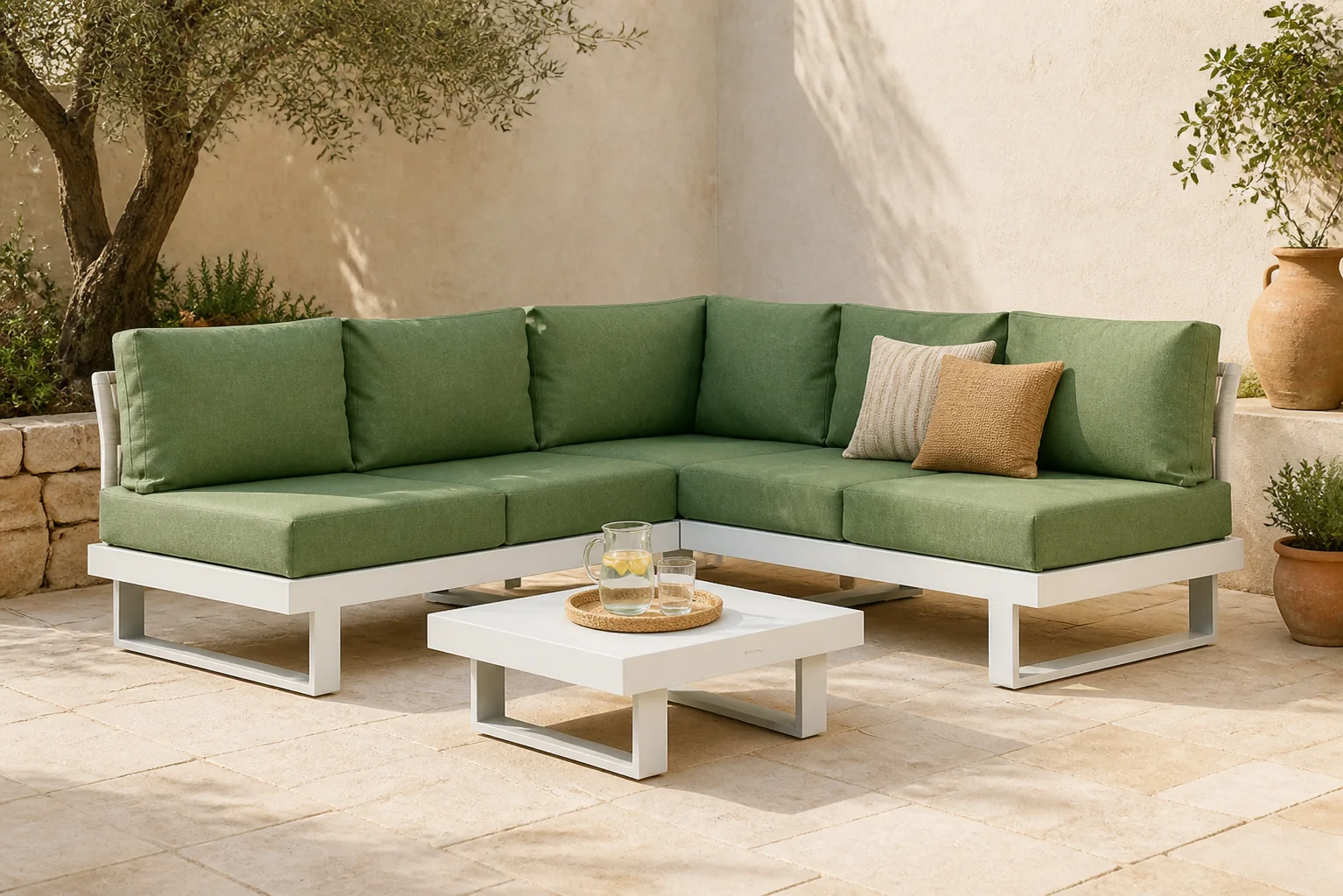 Sfeerfoto van Lifestyle Garden Furniture Lorenzo hoek loungeset 4-delig – Wit
