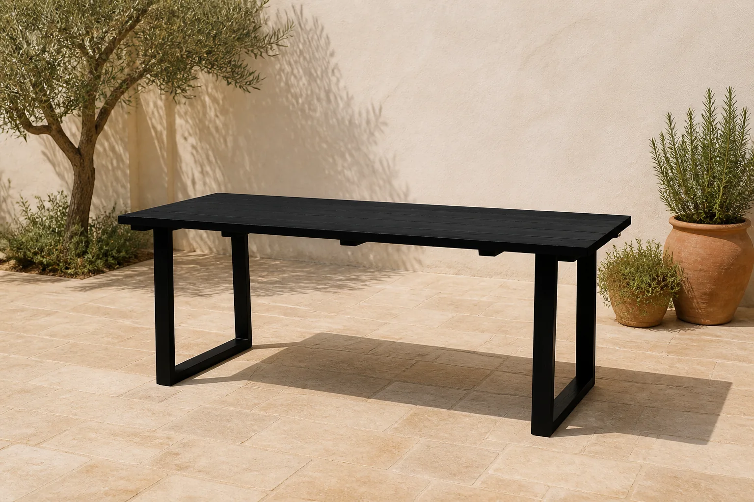 Sfeerfoto van Van der leeden Tuintafel Formentera Teak 240x80x73 cm tuinmeubel – hout