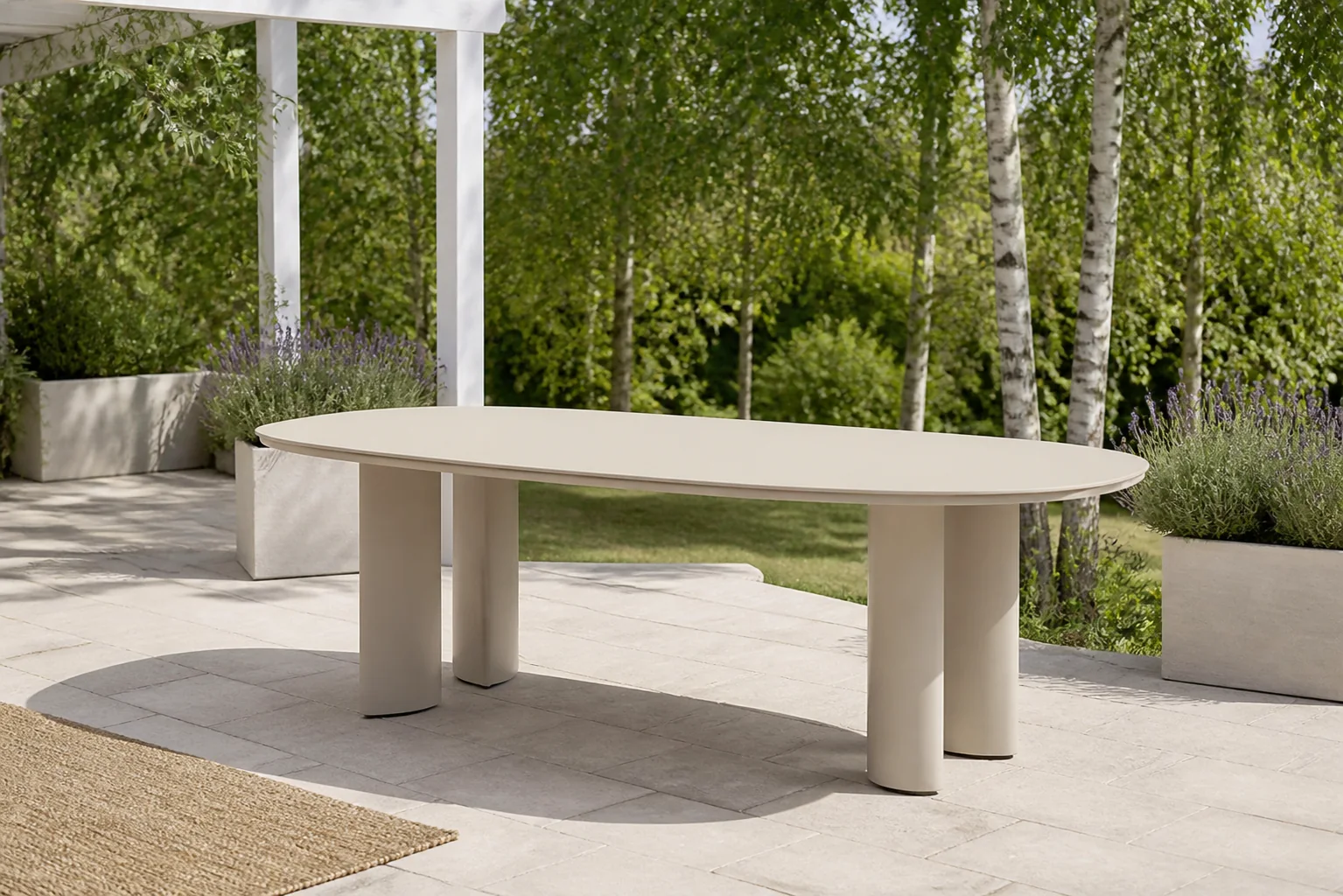 Sfeerfoto van Coco Weave dining tuintafel 240 x 120 cm – Taupe-naturel-bruin