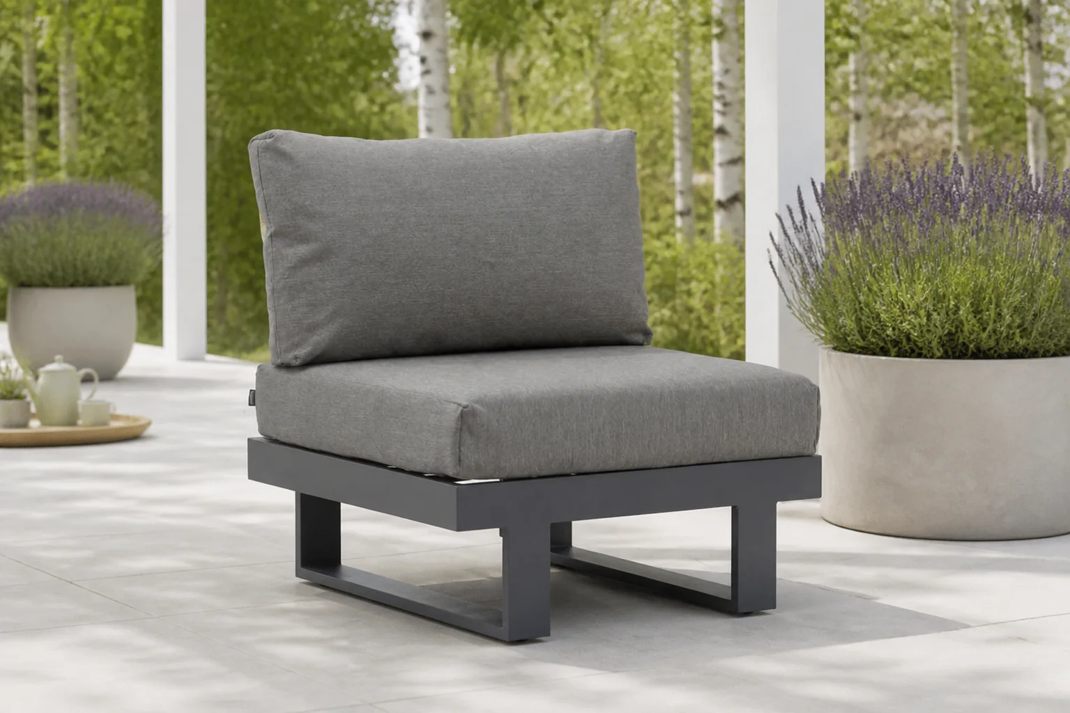 Sfeerfoto van Lifestyle Garden Furniture Lorenzo midden module – Grijs-antraciet
