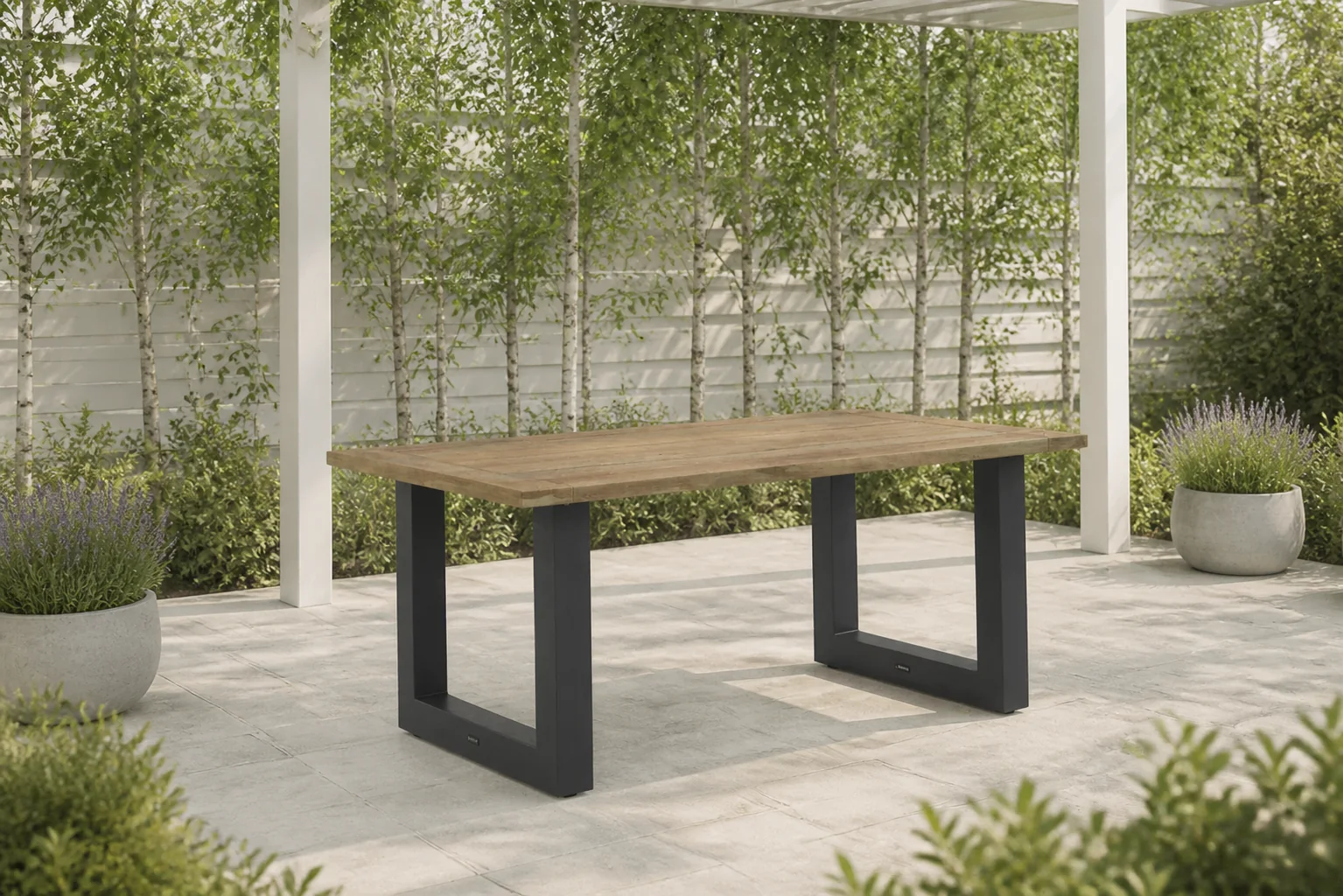 Sfeerfoto van Lifestyle Garden Furniture Talai dining tuintafel antraciet 180 x 100 cm – Old teak greywash