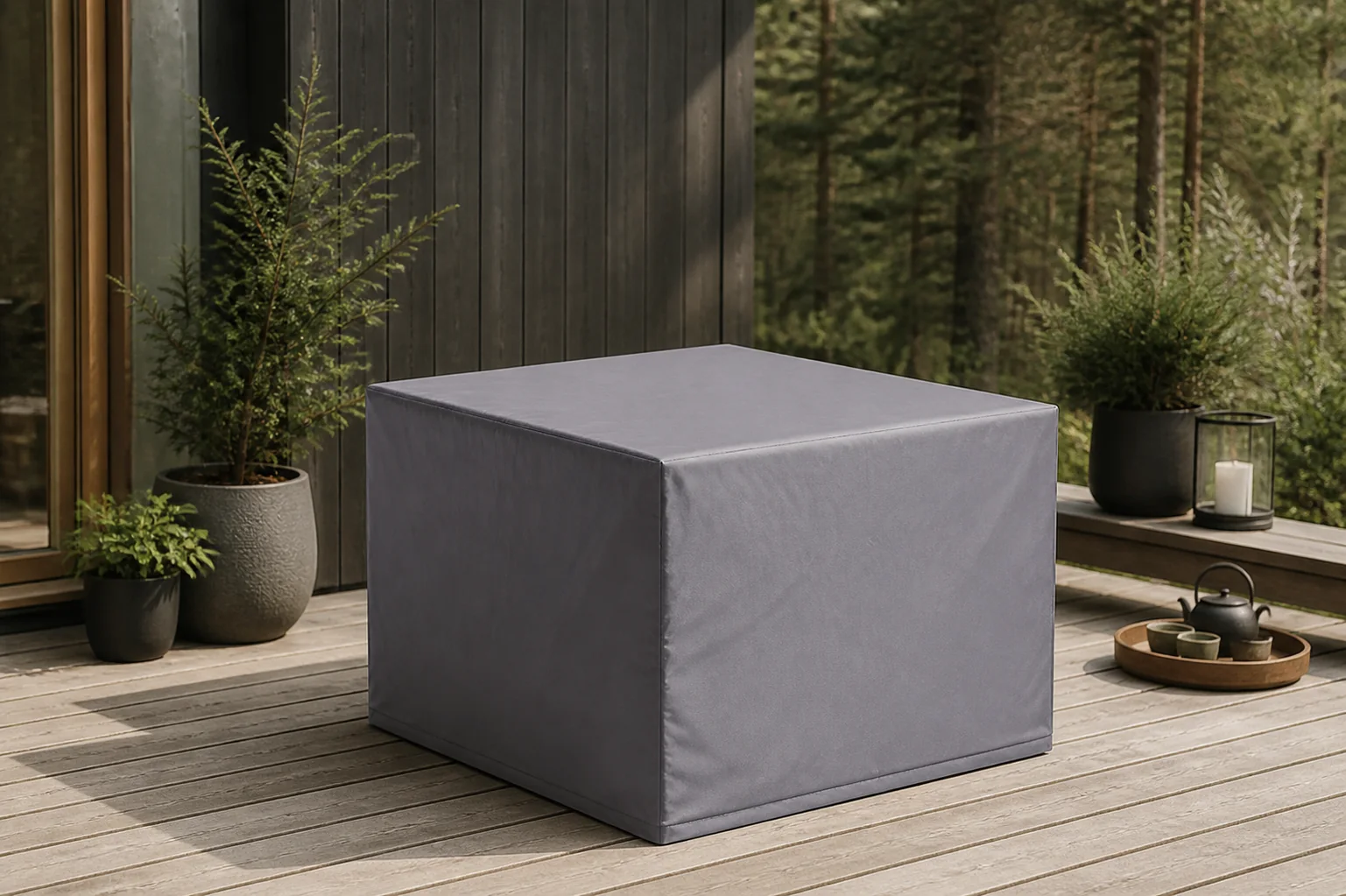Sfeerfoto van Aerocover Hoes loungestoel 100 x 100 x 70 cm – grijs