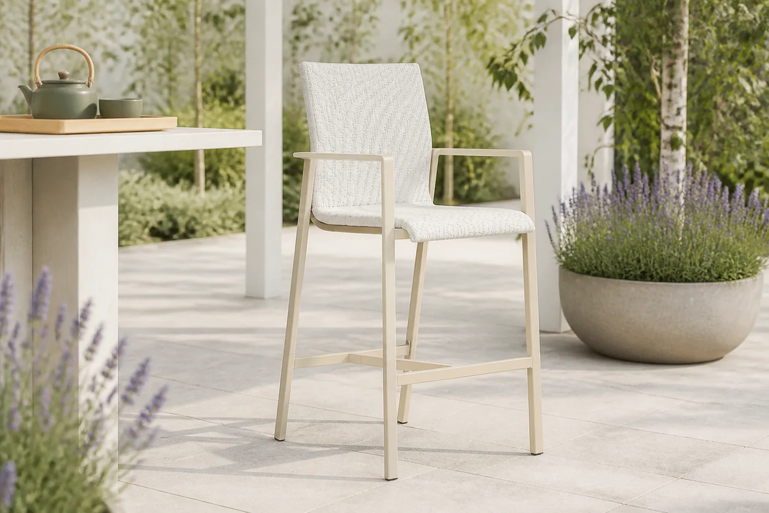 Sfeerfoto van Lifestyle Garden Furniture Rome barstoel – Taupe-naturel-bruin